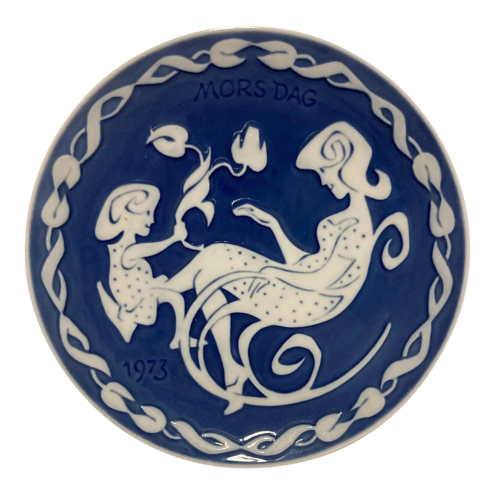 Royal Copenhagen Blue & White Mother's Day 1973 Decorative Plate: Very cute small decorative plate by Royal Copenhagen. Mors Dag, Mother's Day 1973. Condition: Alterations: Original Condition Unaltered Imperfections: Some Imperfections Condition Notes: In great
