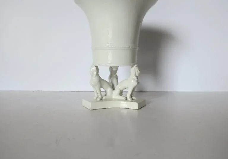 Italian Urn Vase Planter With Dogs Egyptian Revival Style - 10
