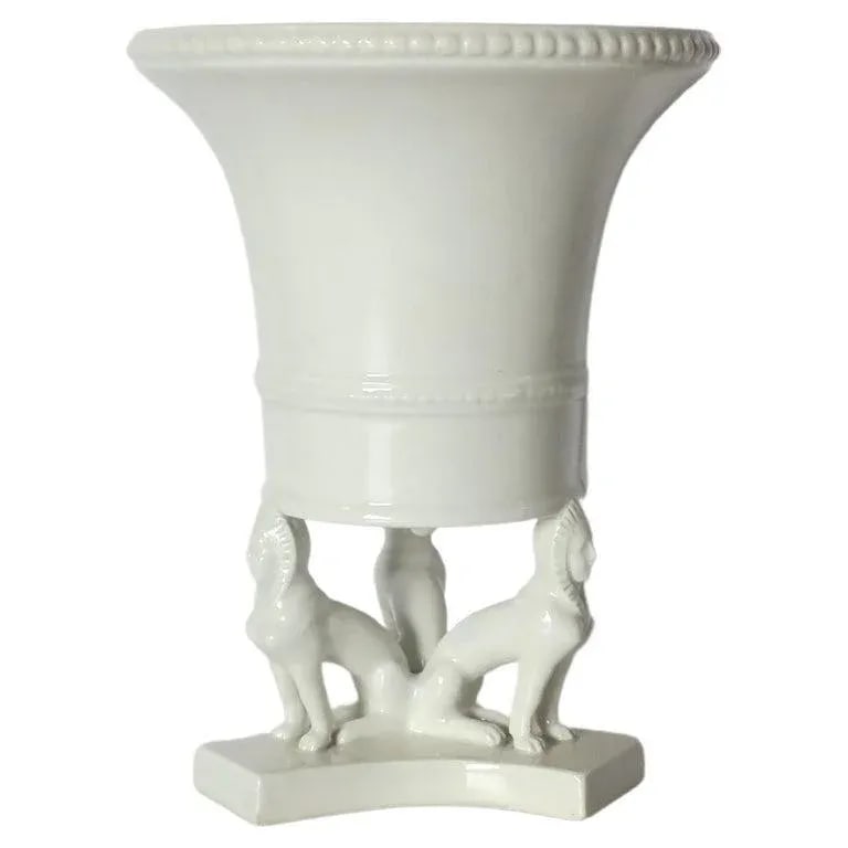 Italian Urn Vase Planter With Dogs Egyptian Revival Style - 13