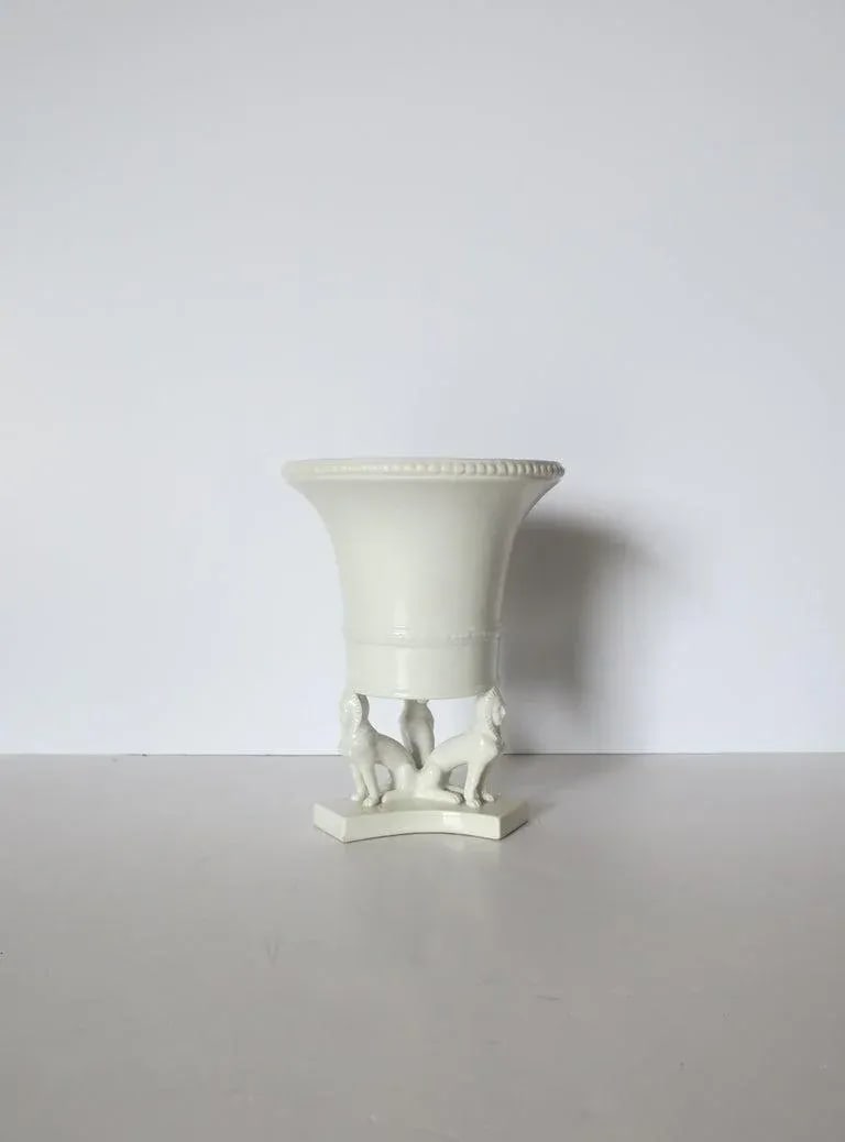 Italian Urn Vase Planter With Dogs Egyptian Revival Style - 2