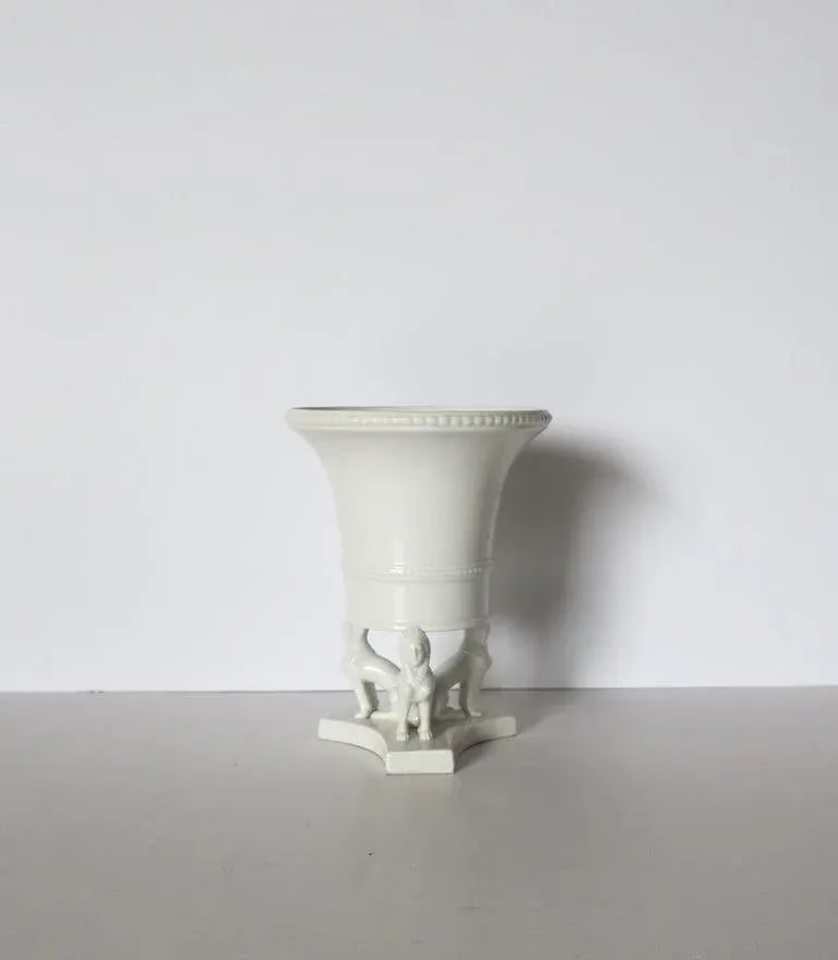 Italian Urn Vase Planter With Dogs Egyptian Revival Style - 3