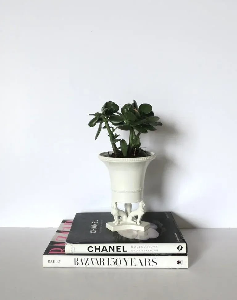 Italian Urn Vase Planter With Dogs Egyptian Revival Style - 6