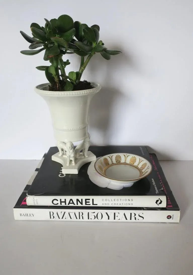 Italian Urn Vase Planter With Dogs Egyptian Revival Style - 7