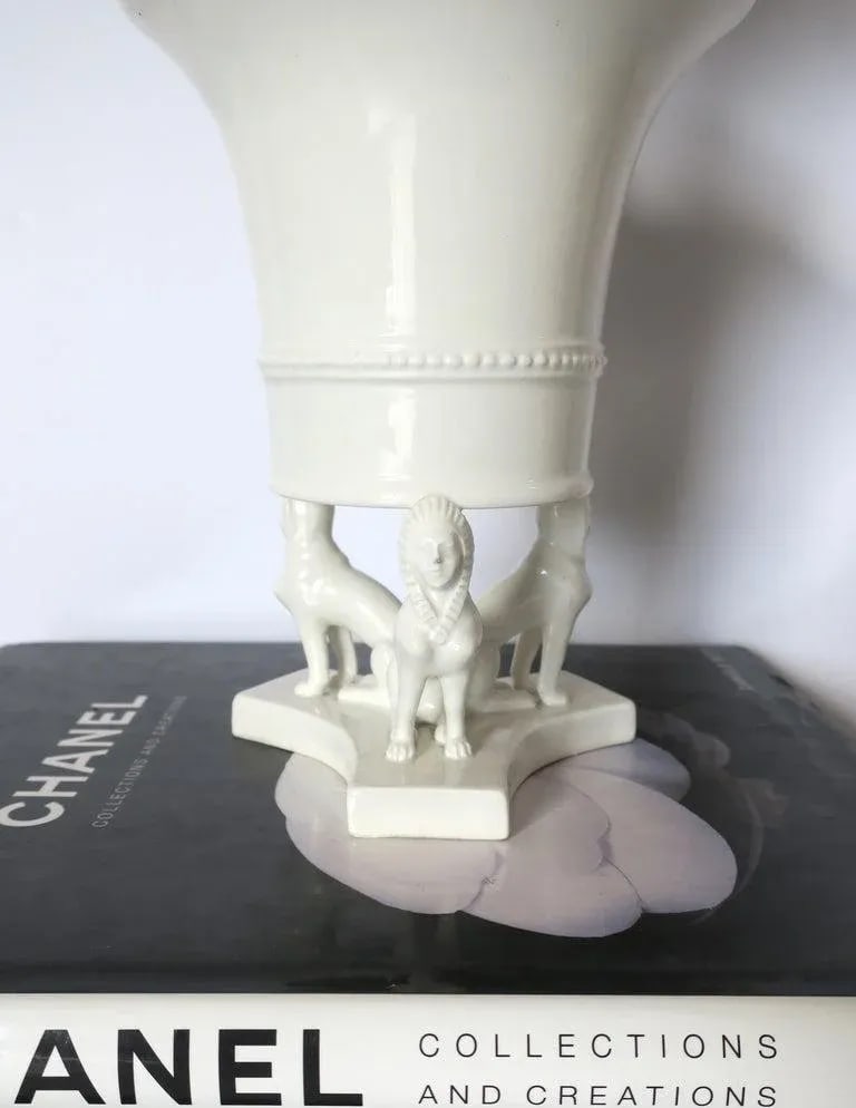 Italian Urn Vase Planter With Dogs Egyptian Revival Style - 9