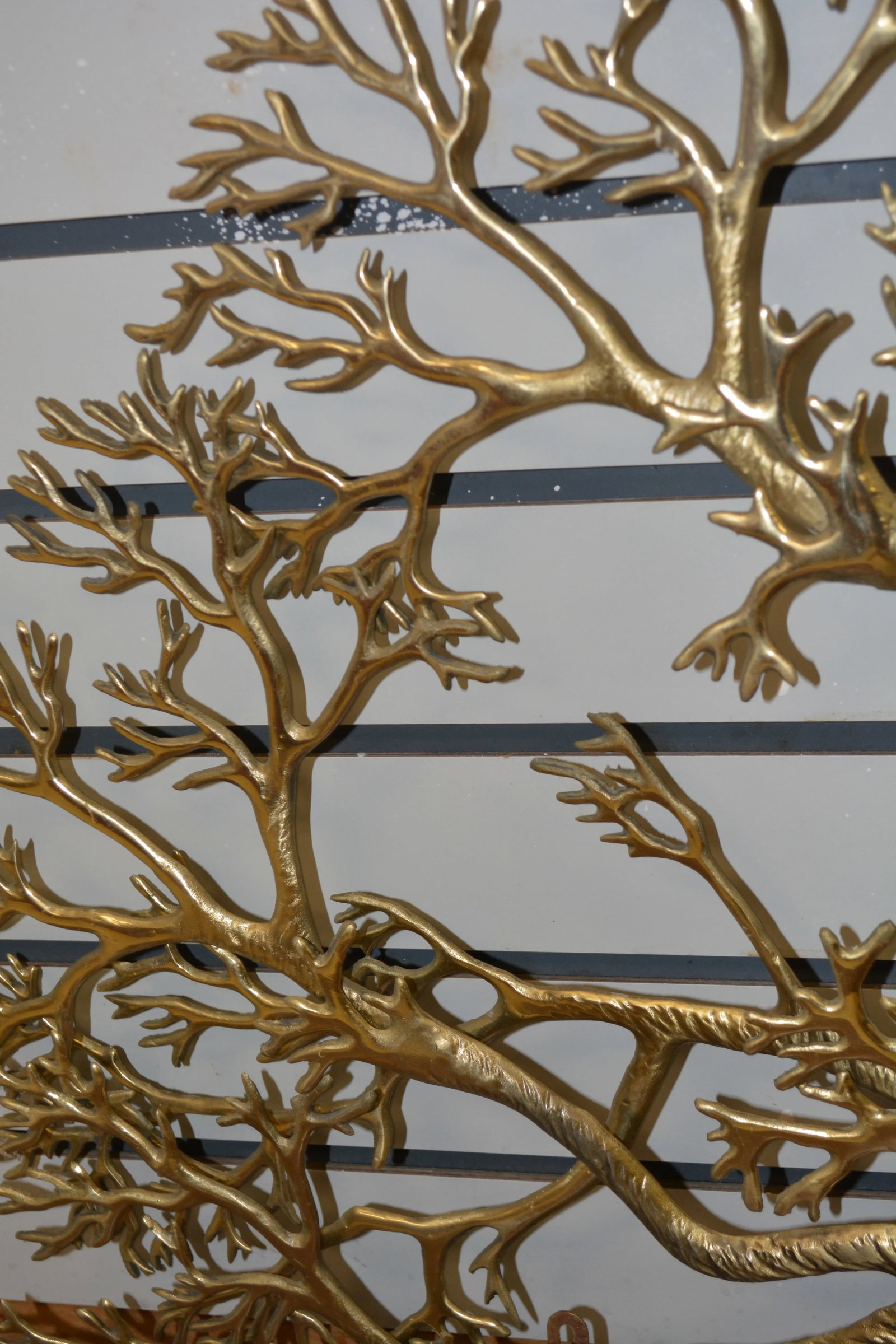 1960s Bijan Jere Style Brass Bonsai Sun Tree of Life Wall Hanging Sculpture With Horse & Moon - Sign - 2