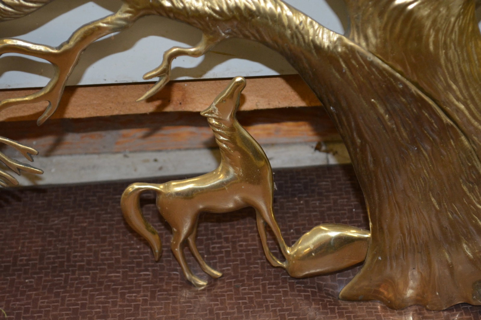 1960s Bijan Jere Style Brass Bonsai Sun Tree of Life Wall Hanging Sculpture With Horse & Moon - Sign - 3