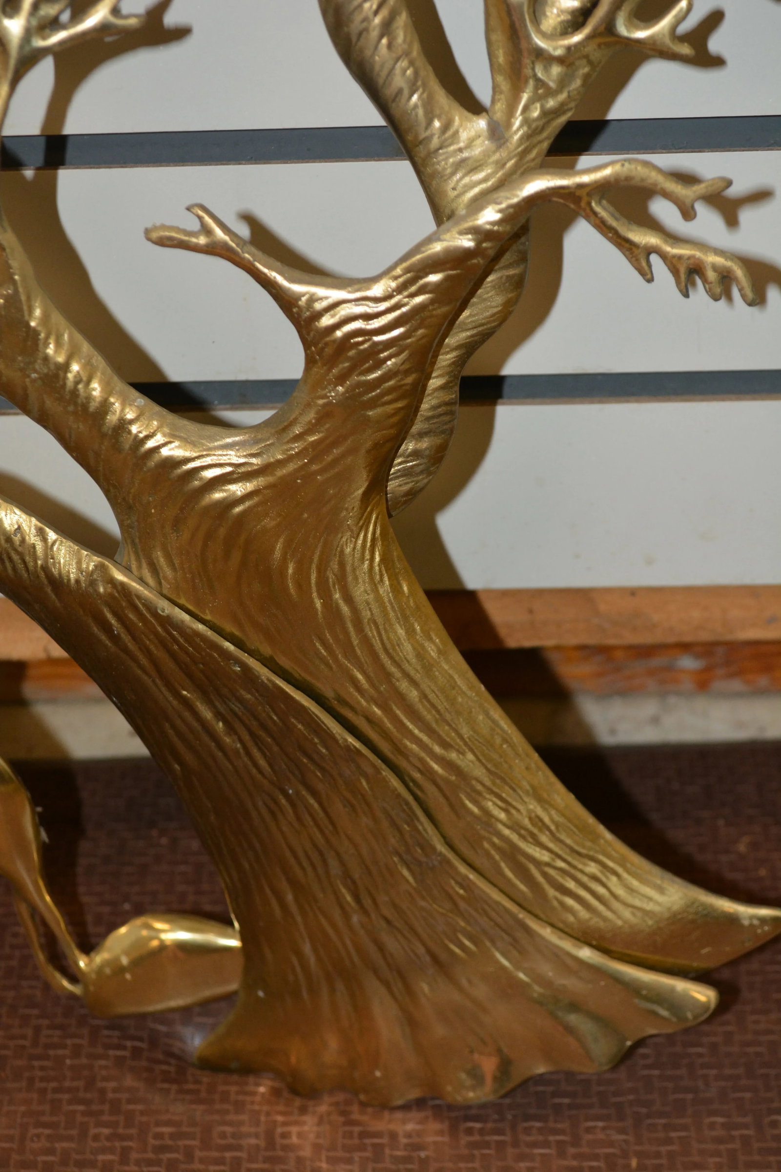 1960s Bijan Jere Style Brass Bonsai Sun Tree of Life Wall Hanging Sculpture With Horse & Moon - Sign - 6