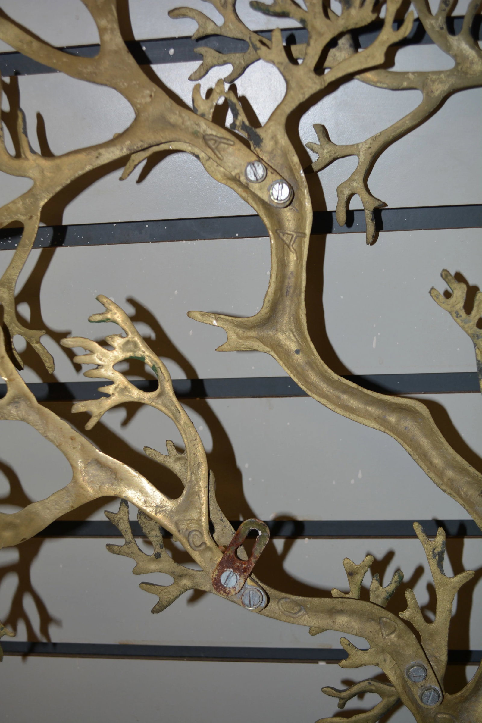 1960s Bijan Jere Style Brass Bonsai Sun Tree of Life Wall Hanging Sculpture With Horse & Moon - Sign - 8