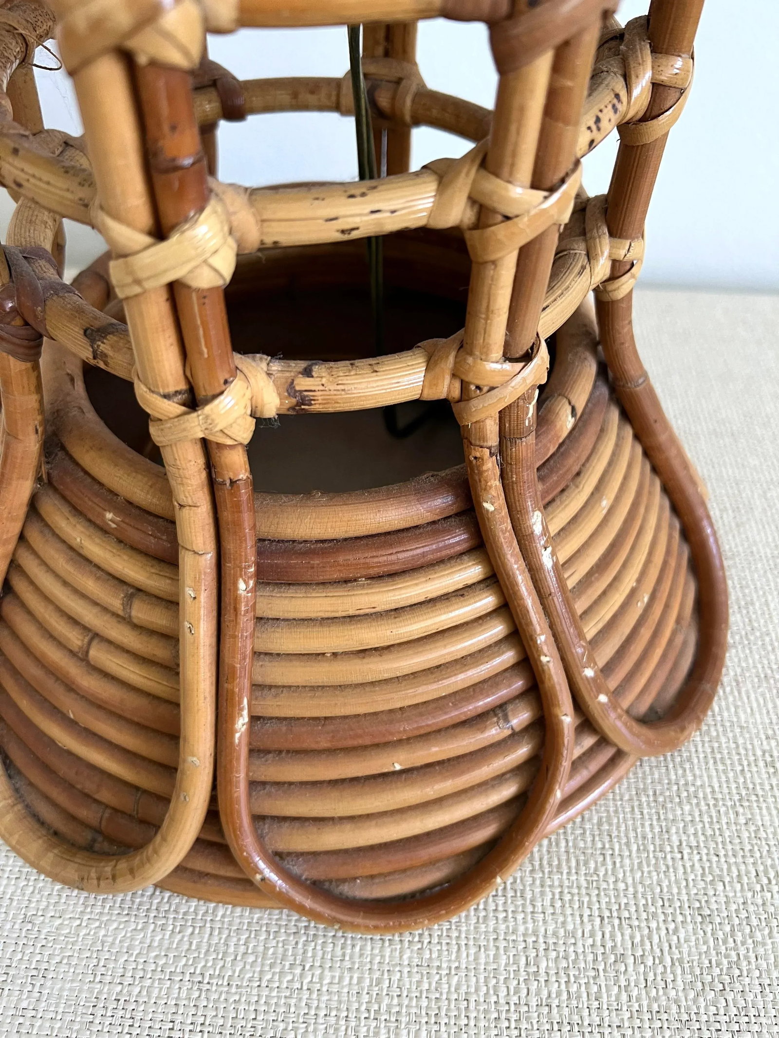 Vintage Stacked Rattan Table Lamp - 3