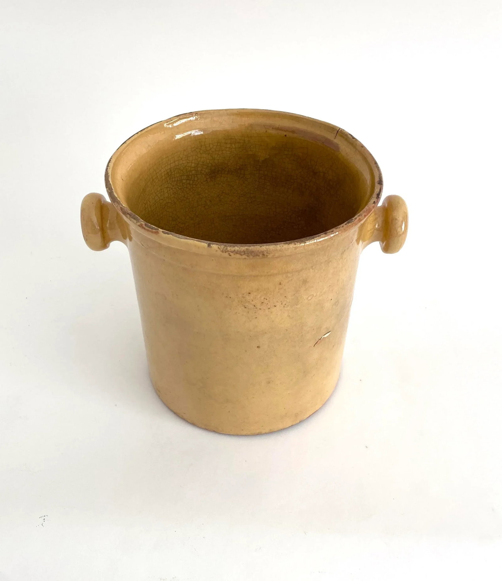 19th C French Confit Glazed Yellow Ware Preserving Jar W/ Handles - 3