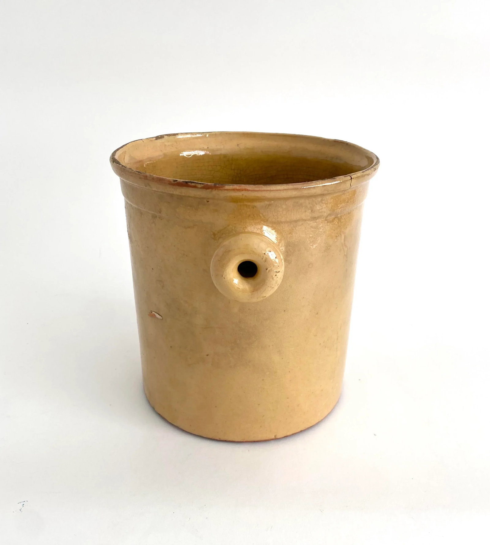 19th C French Confit Glazed Yellow Ware Preserving Jar W/ Handles - 4