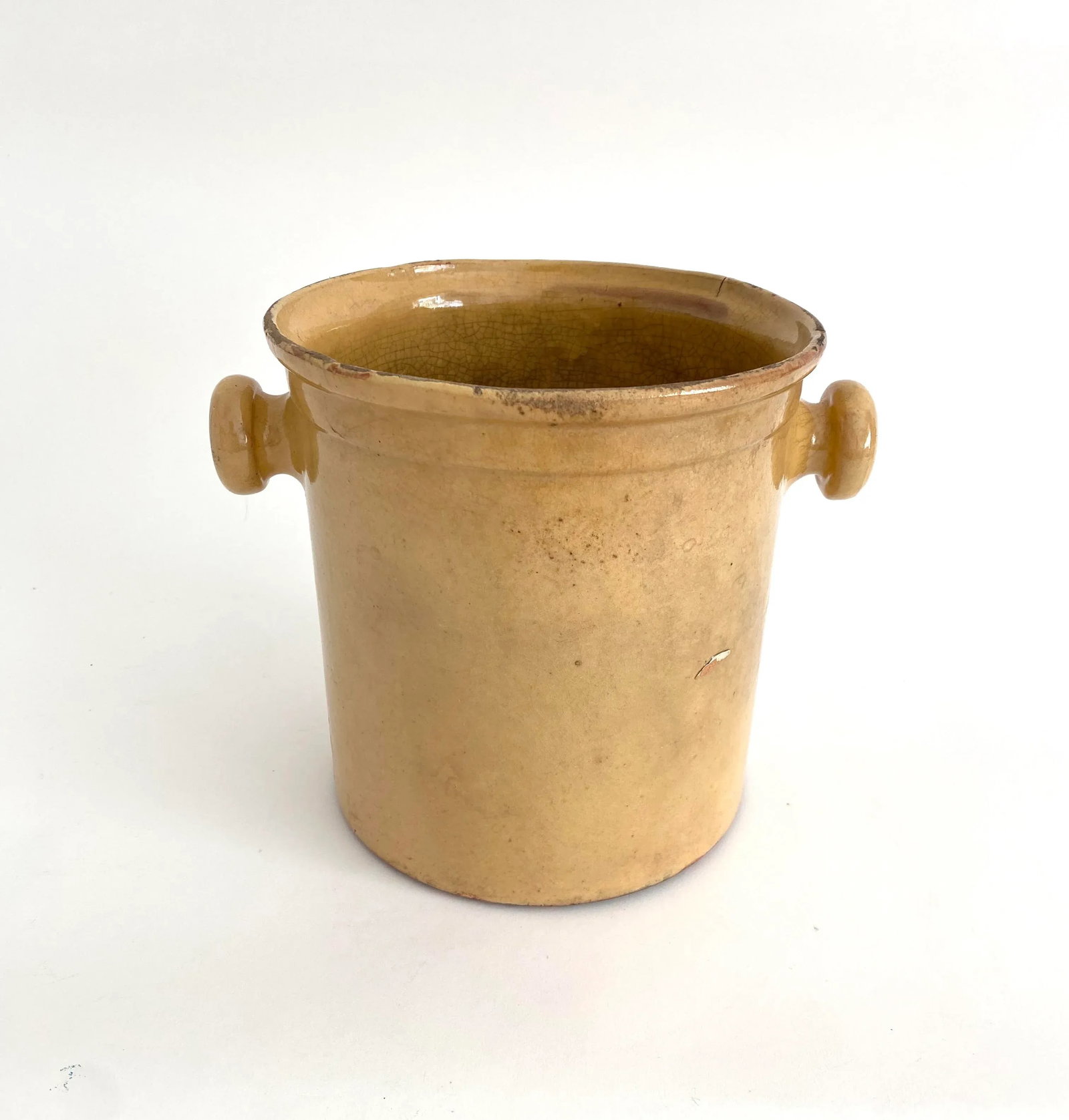 19th C French Confit Glazed Yellow Ware Preserving Jar W/ Handles - 5