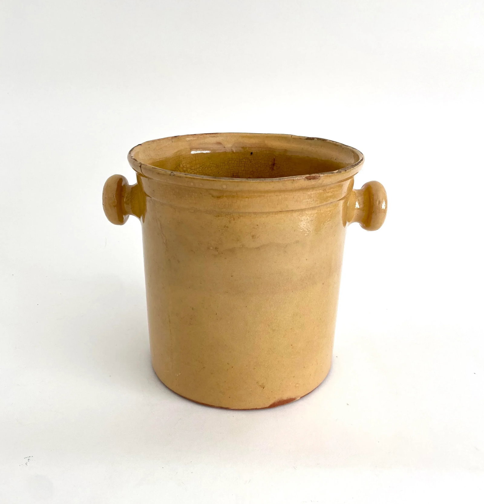 19th C French Confit Glazed Yellow Ware Preserving Jar W/ Handles - 6