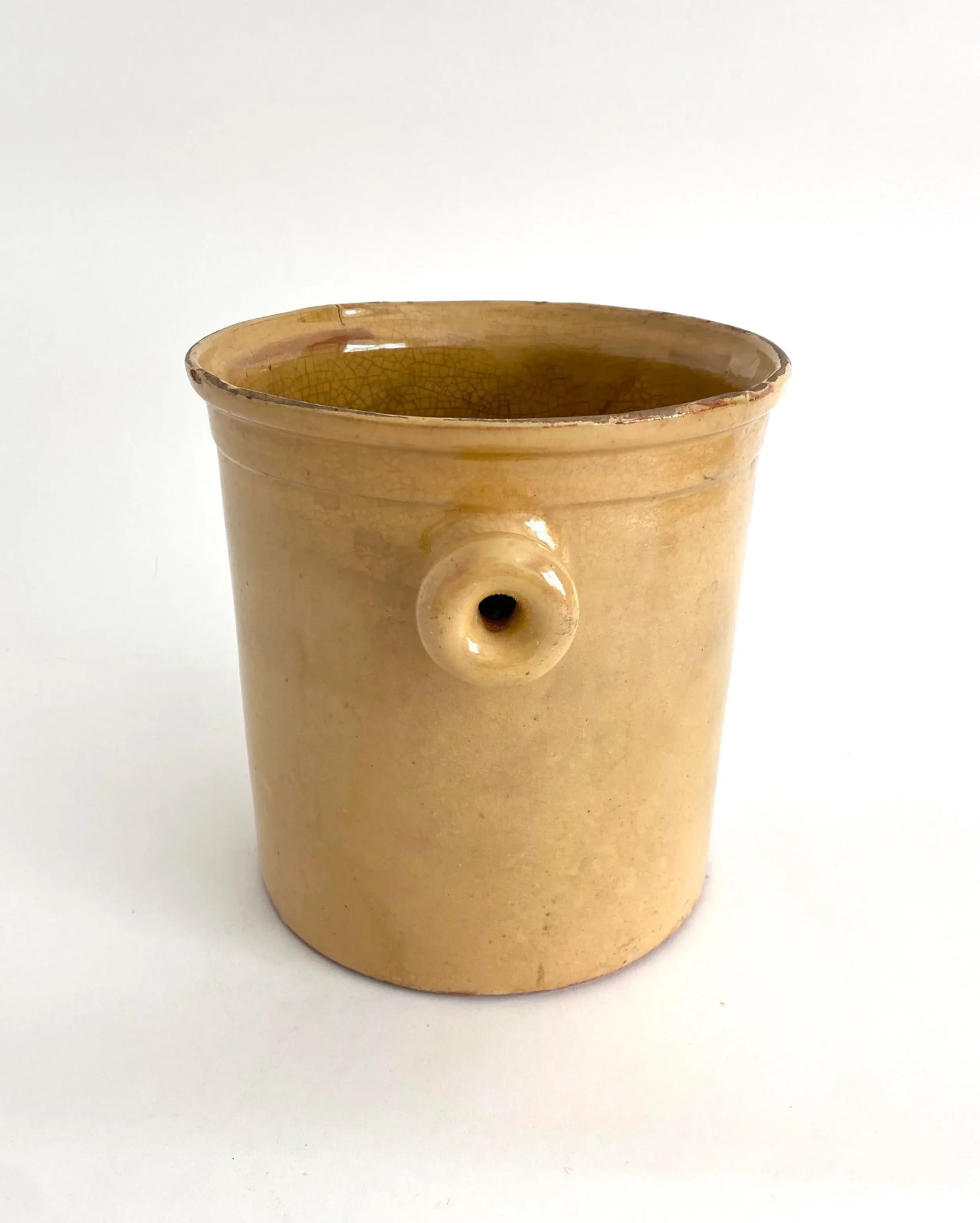 19th C French Confit Glazed Yellow Ware Preserving Jar W/ Handles - 7