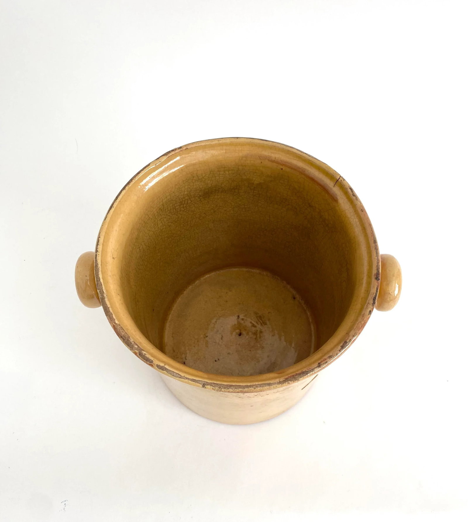 19th C French Confit Glazed Yellow Ware Preserving Jar W/ Handles - 9