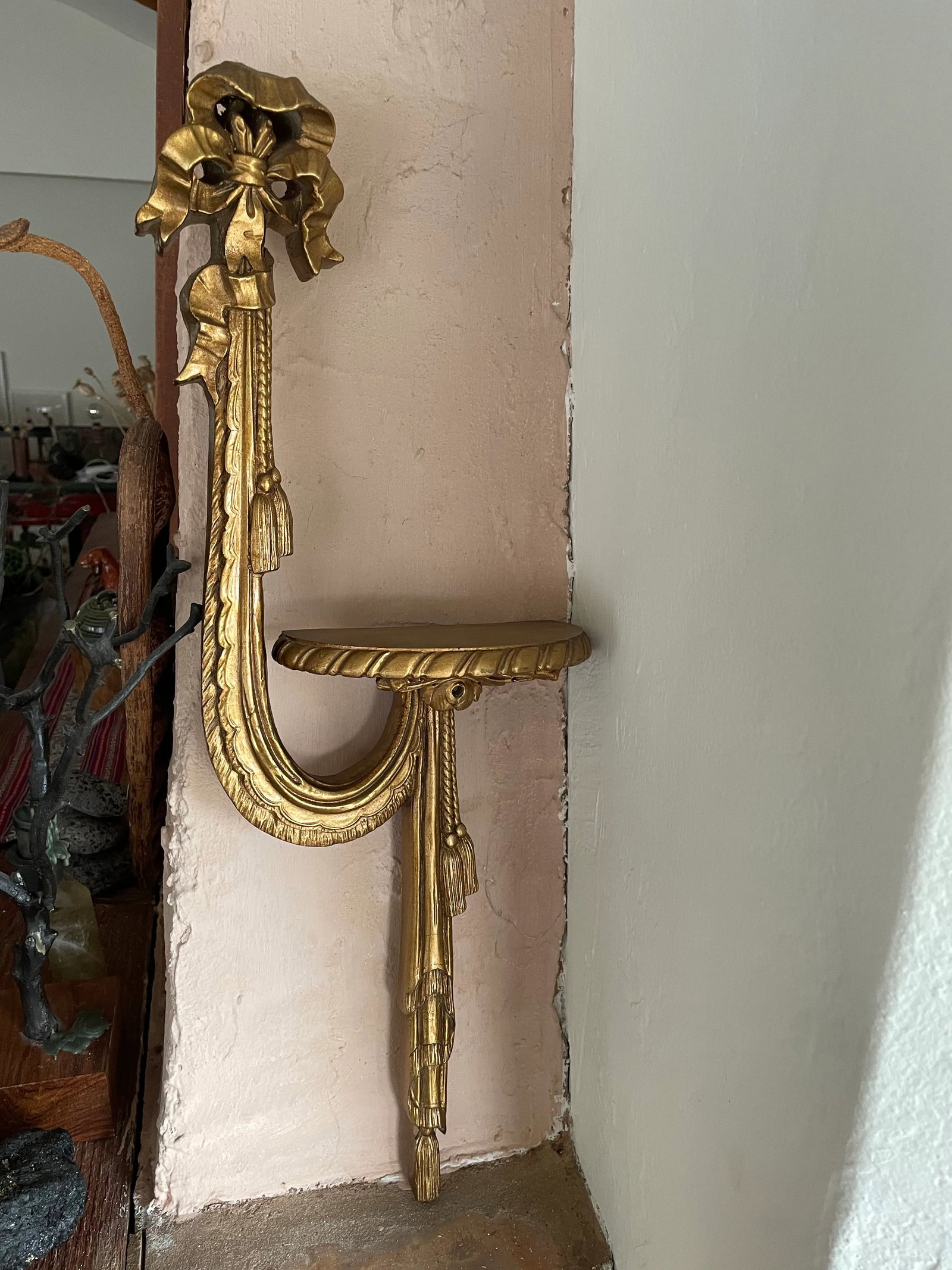 Pair of Vintage French Style Giltwood Display Shelf - 7