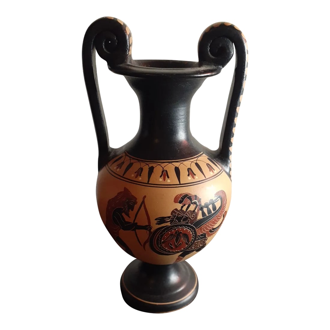 Antique Circa 1920 Hercules Greek Olpe Dual Handle Bud Vase: This is an EXQUISITE Antique Circa 1920 Hercules Greek Olpe Dual Handle 7" Bud Vase. Other Grecian Vases sold separately. Procured during personal travel TABLE 1 Condition: Alterations: Original