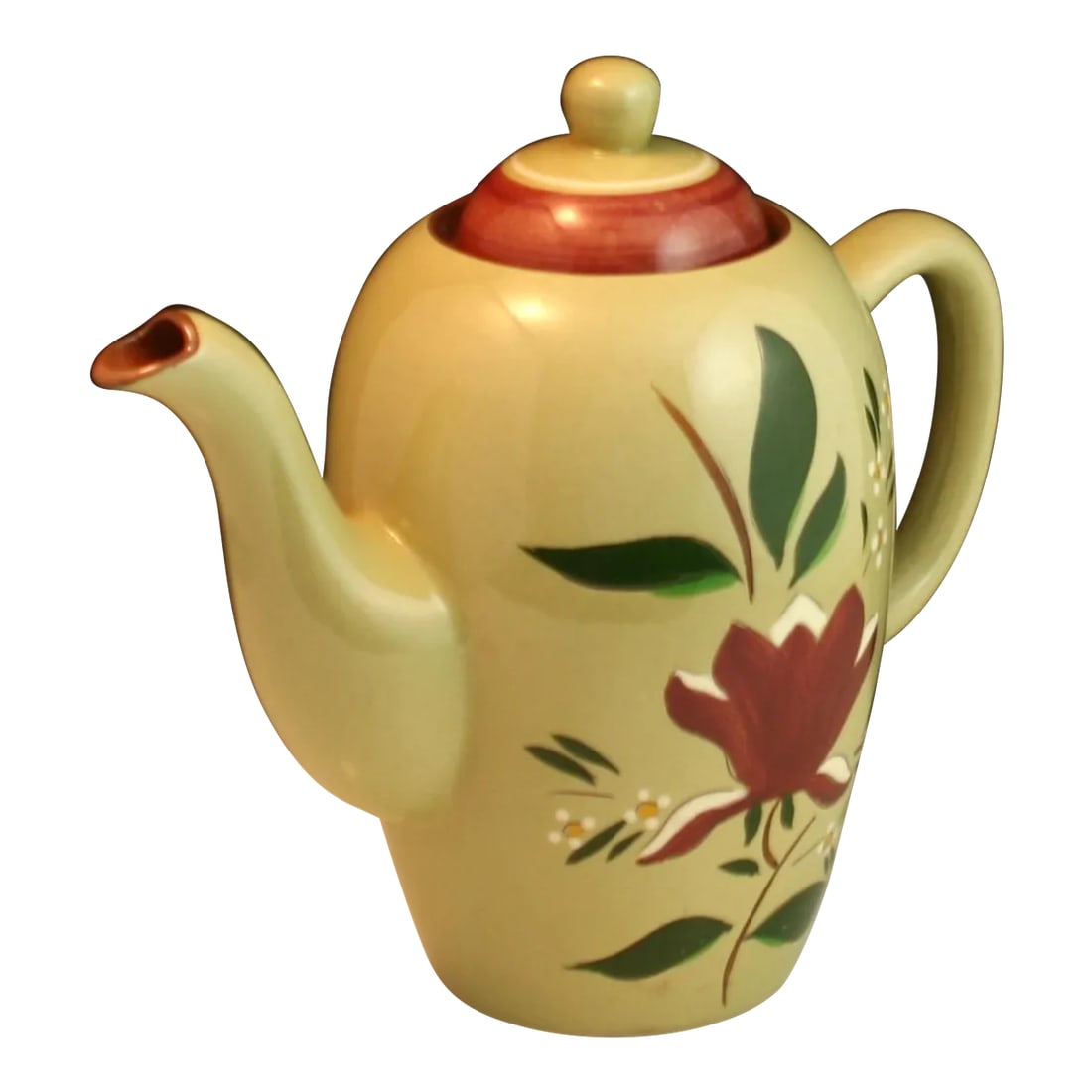 Mid 20th Century Mid Century Stangl Pottery Magnolia Pattern Large Coffee Pot Server With Lid: Mid-Century Stangl Pottery Magnolia Pattern Large Coffee Pot Server The Stangl Magnolia pattern was designed by Kay Hackett and was introduced in 1952. It remained in production until 1978. This