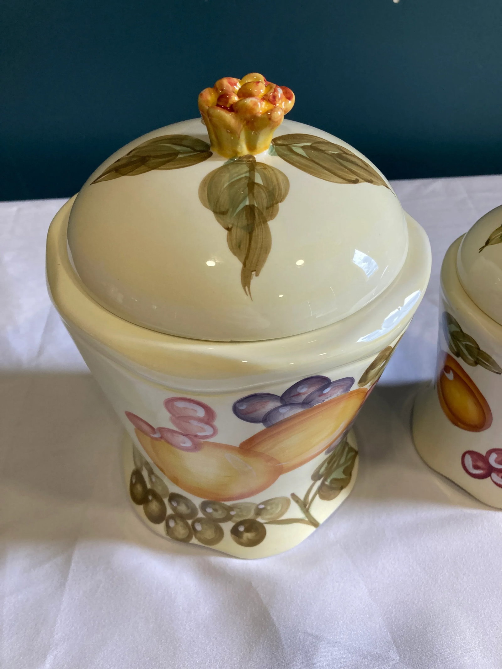 1960s Vintage French Country Fruit Canisters, Set of 2 - 2