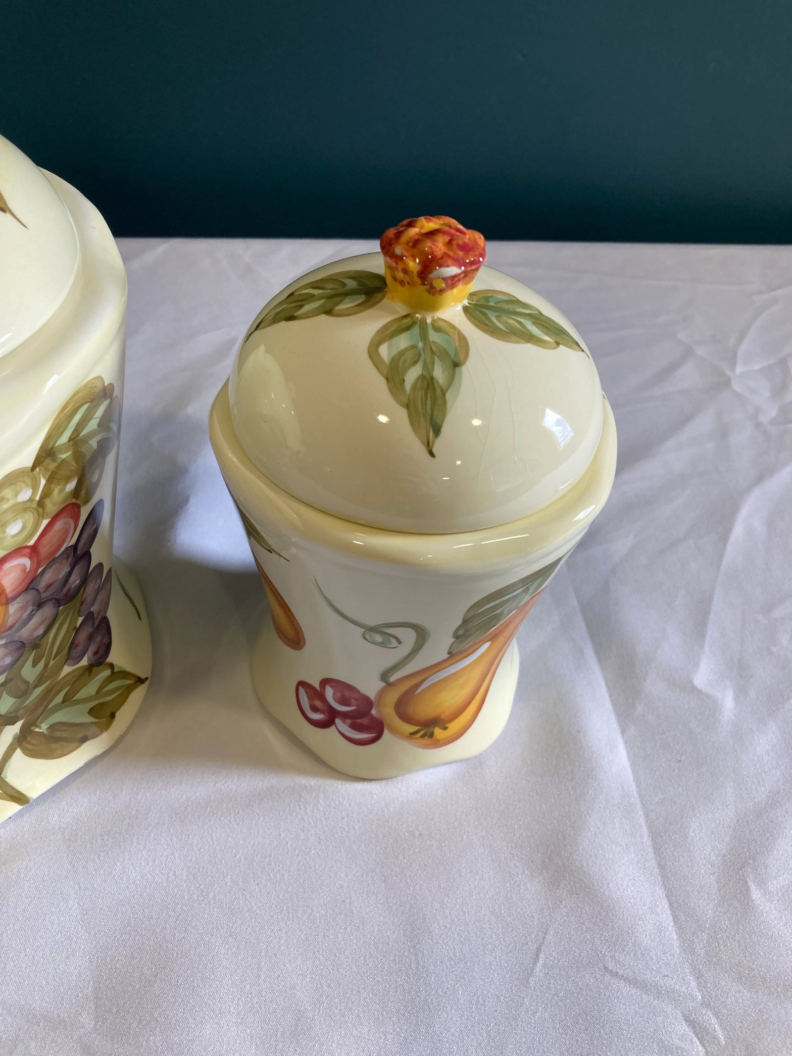 1960s Vintage French Country Fruit Canisters, Set of 2 - 3
