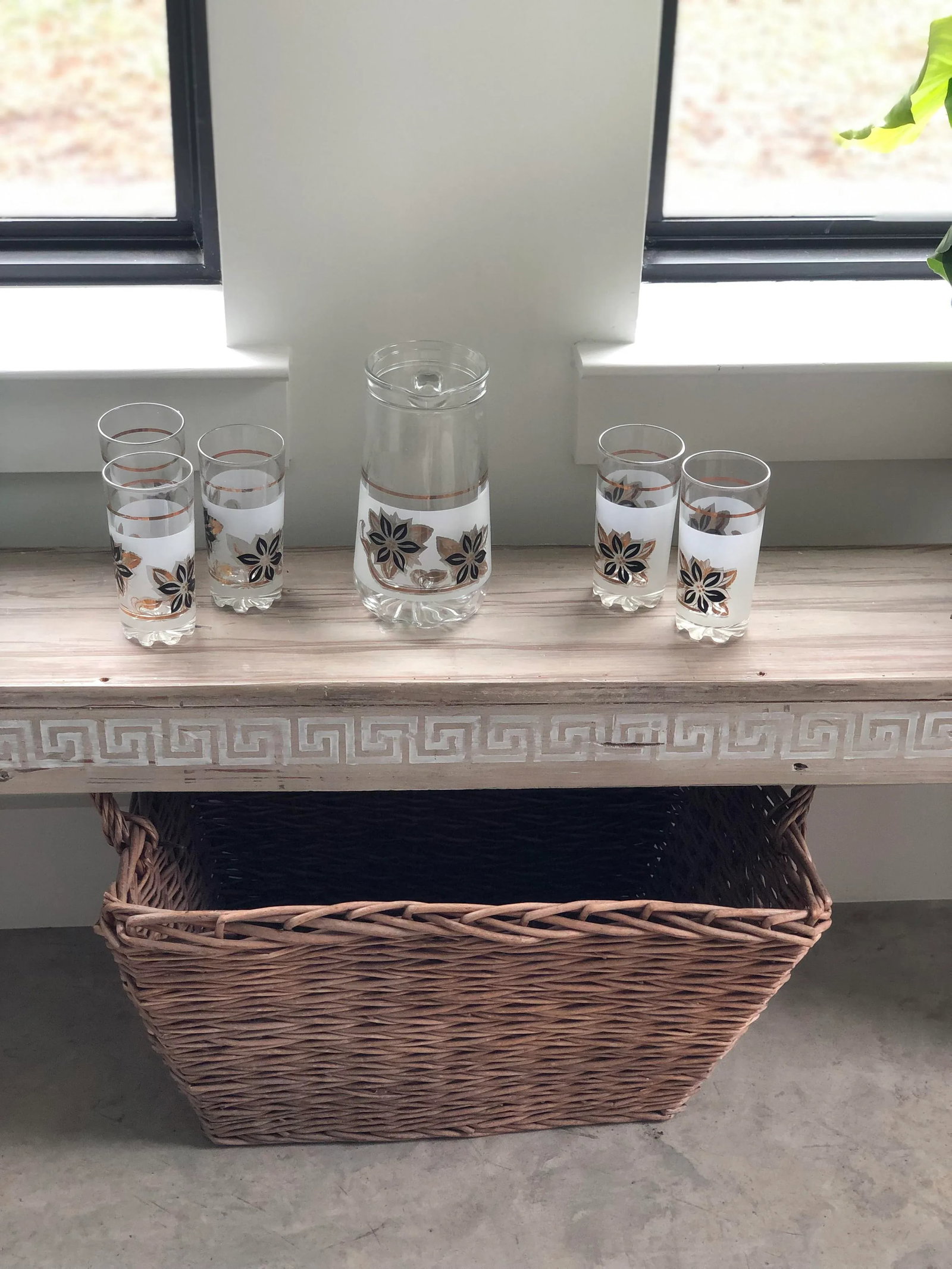 Mid-Century Modern Italian Cocktail Set in Frosted Windrose Pattern-6 Piece Set - 2