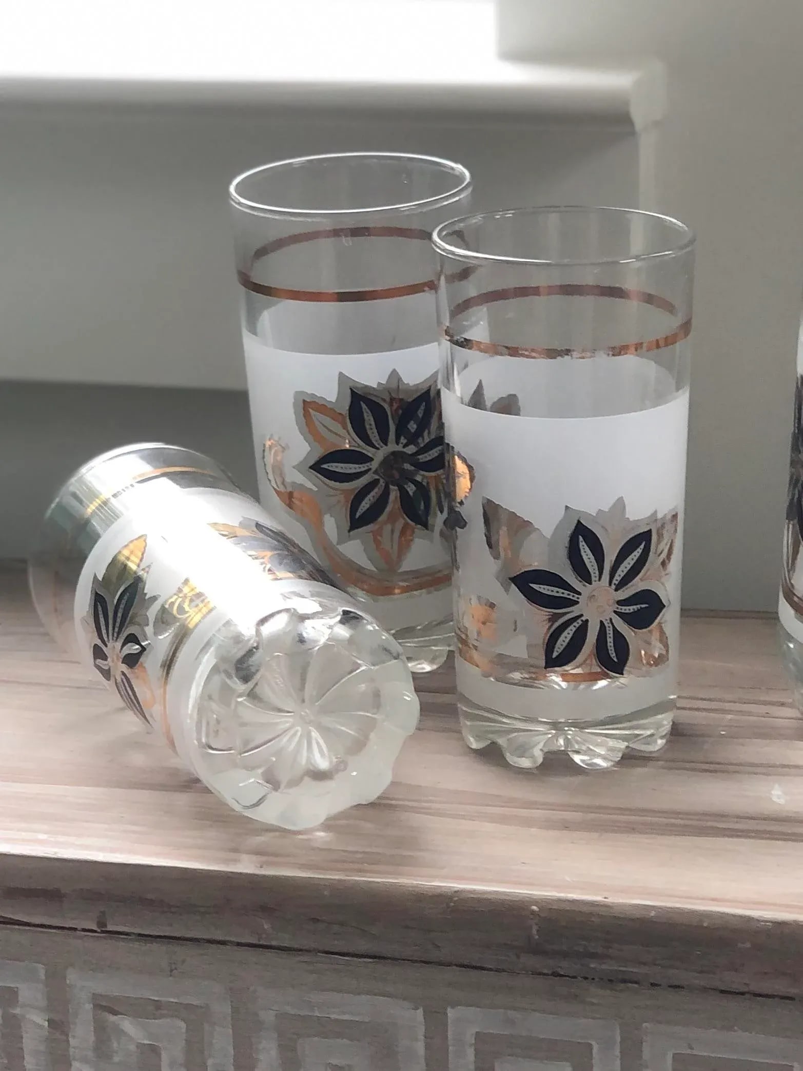 Mid-Century Modern Italian Cocktail Set in Frosted Windrose Pattern-6 Piece Set - 7