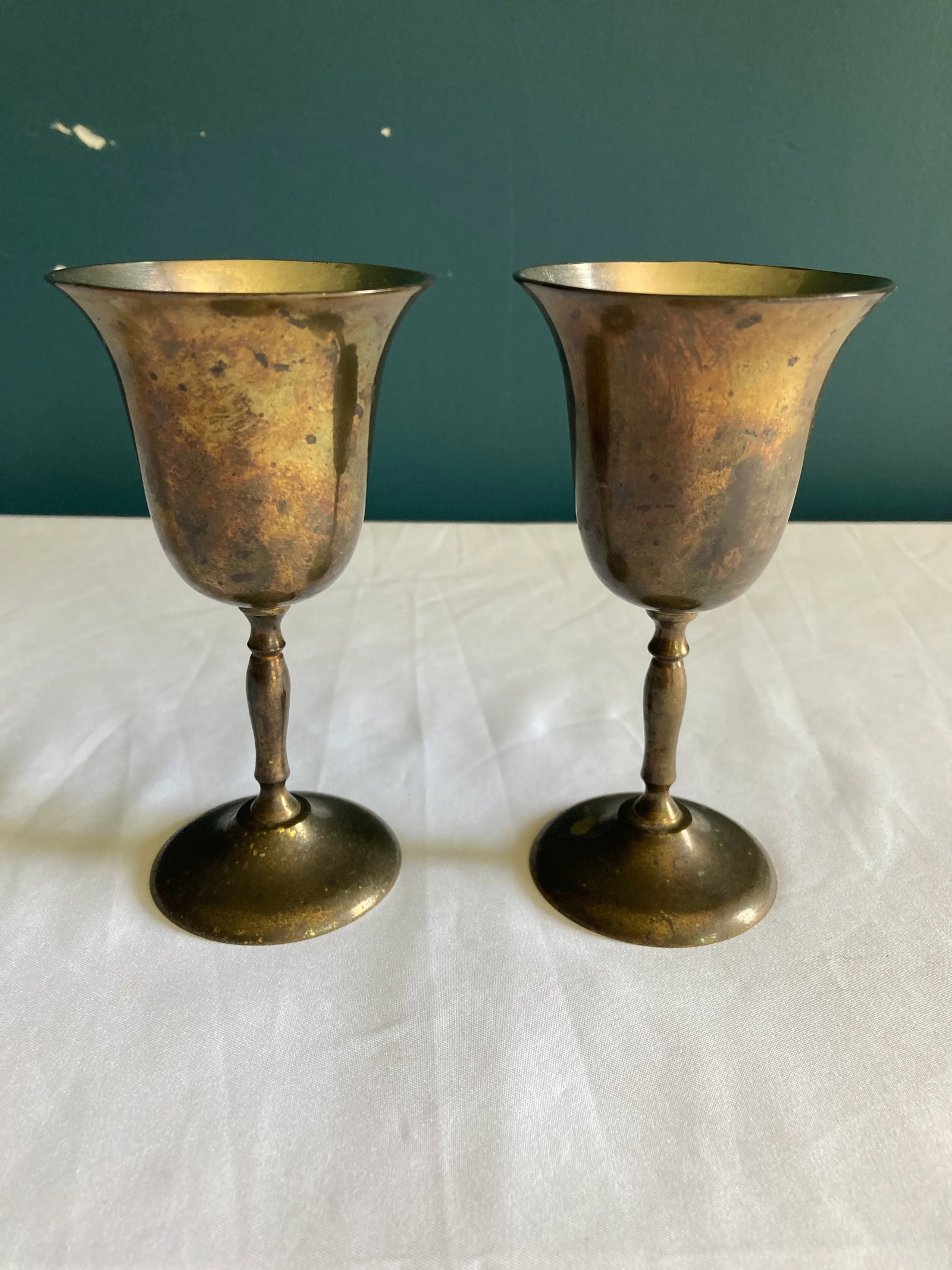 Vintage Sarna Brass Goblets- Set of 2 - 2