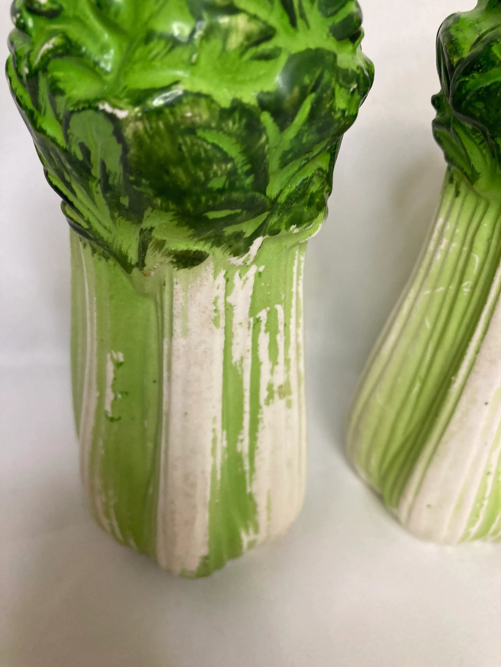 Midcentury Ceramic Lettuce Salt & Pepper Shakers- A Pair - 3