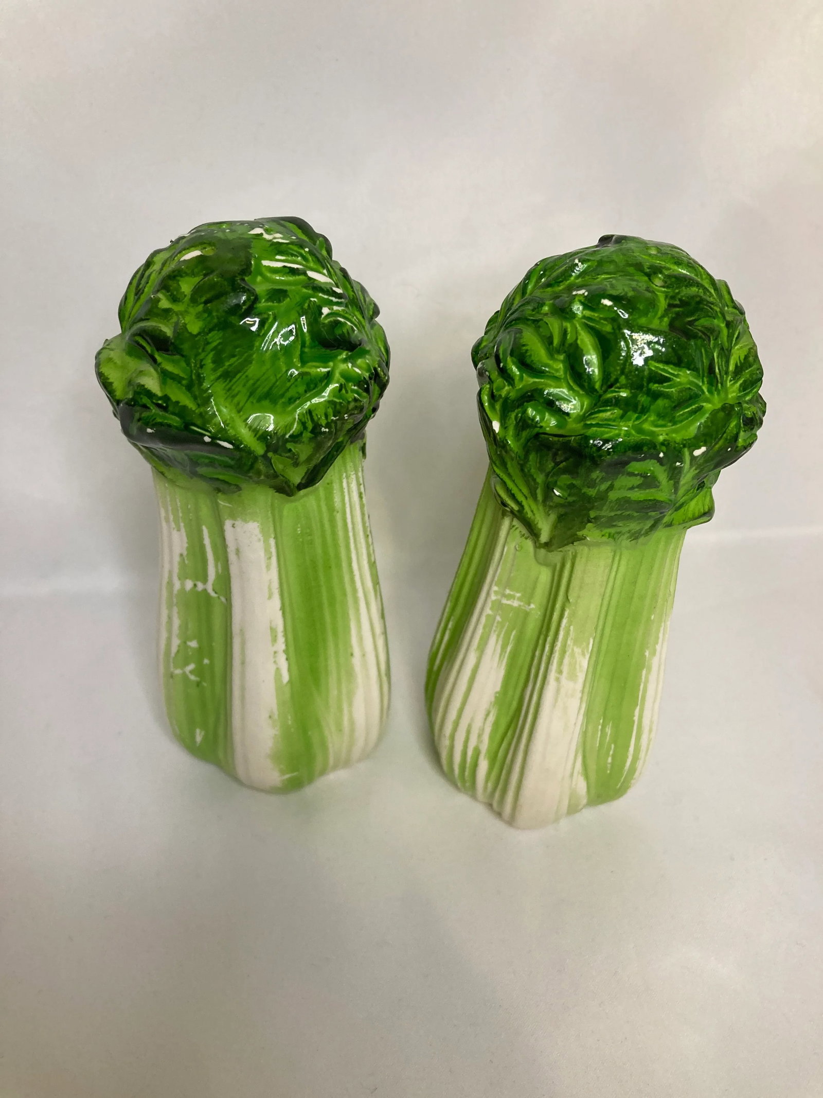 Midcentury Ceramic Lettuce Salt & Pepper Shakers- A Pair - 5
