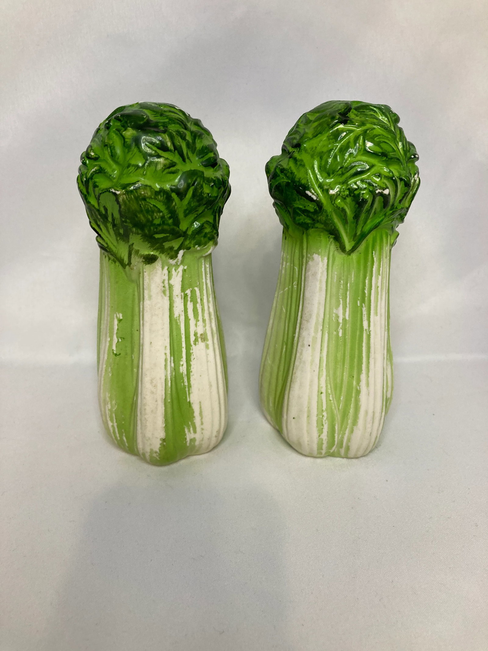 Midcentury Ceramic Lettuce Salt & Pepper Shakers- A Pair - 7