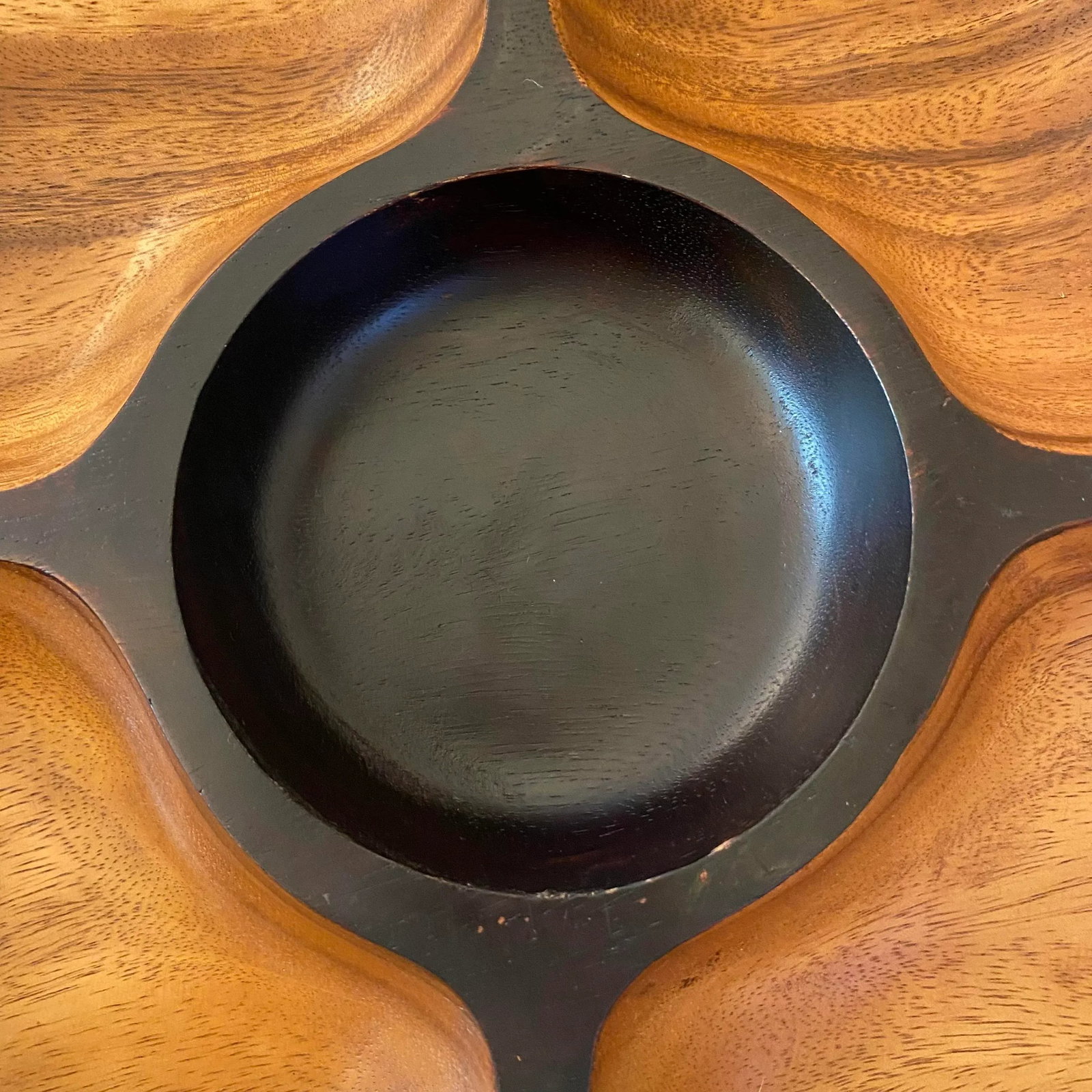 Mid Century Modern Style Heavy Acacia Wood Chip & Dip Serving Tray - 8