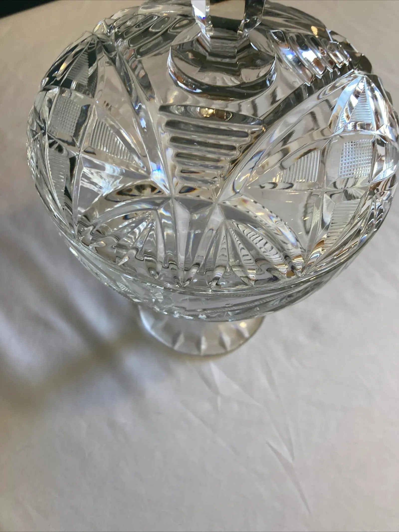Mid-Century Glass Pedestal Candy Dish With Lid - 2