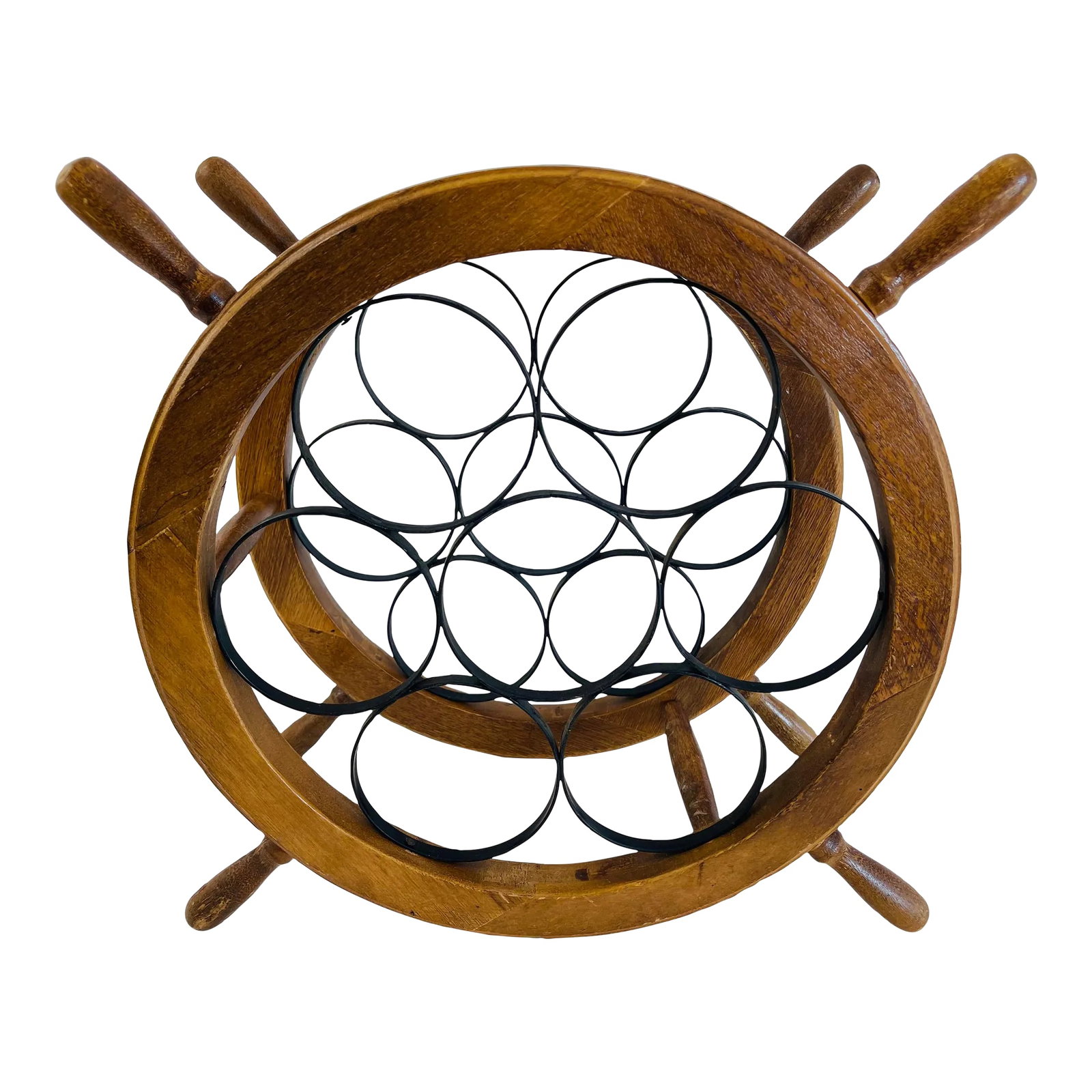 Vintage 1970s Nautical Style Wine Rack: Vintage 1970s Nautical Style Wine Rack Bring coastal charm and vintage character to your home with this 1970s Nautical Style Wine Rack. Designed with maritime-inspired details, this unique piece