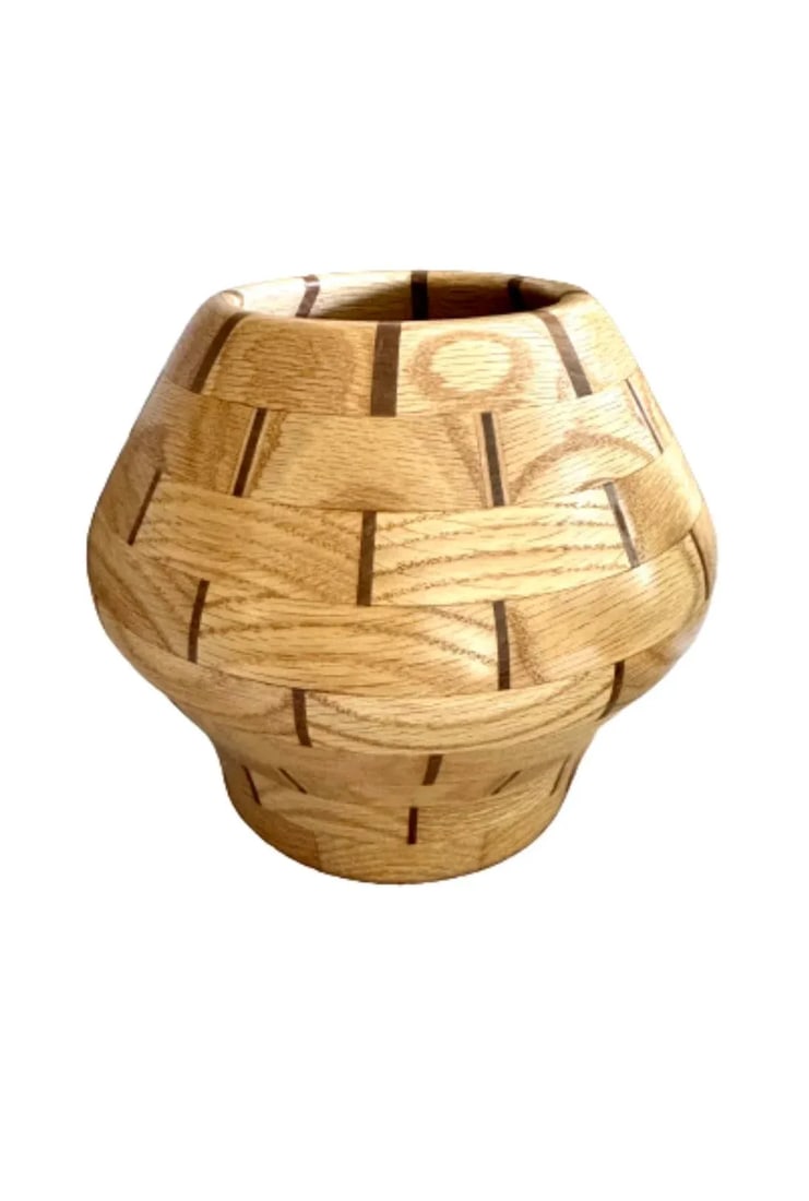 1970s Artisan Segmented Maple and Walnut Vase - 11