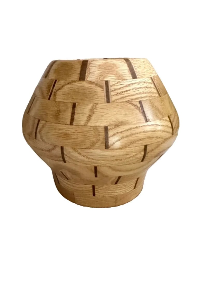 1970s Artisan Segmented Maple and Walnut Vase - 2