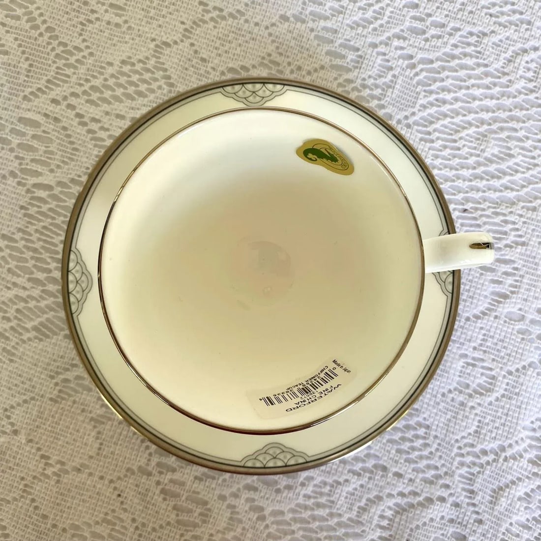 2000s Waterford Chiffonier Scallops & Dots, Platinum Trim Fine China Dessert Serving Set- 9 Pieces - 3