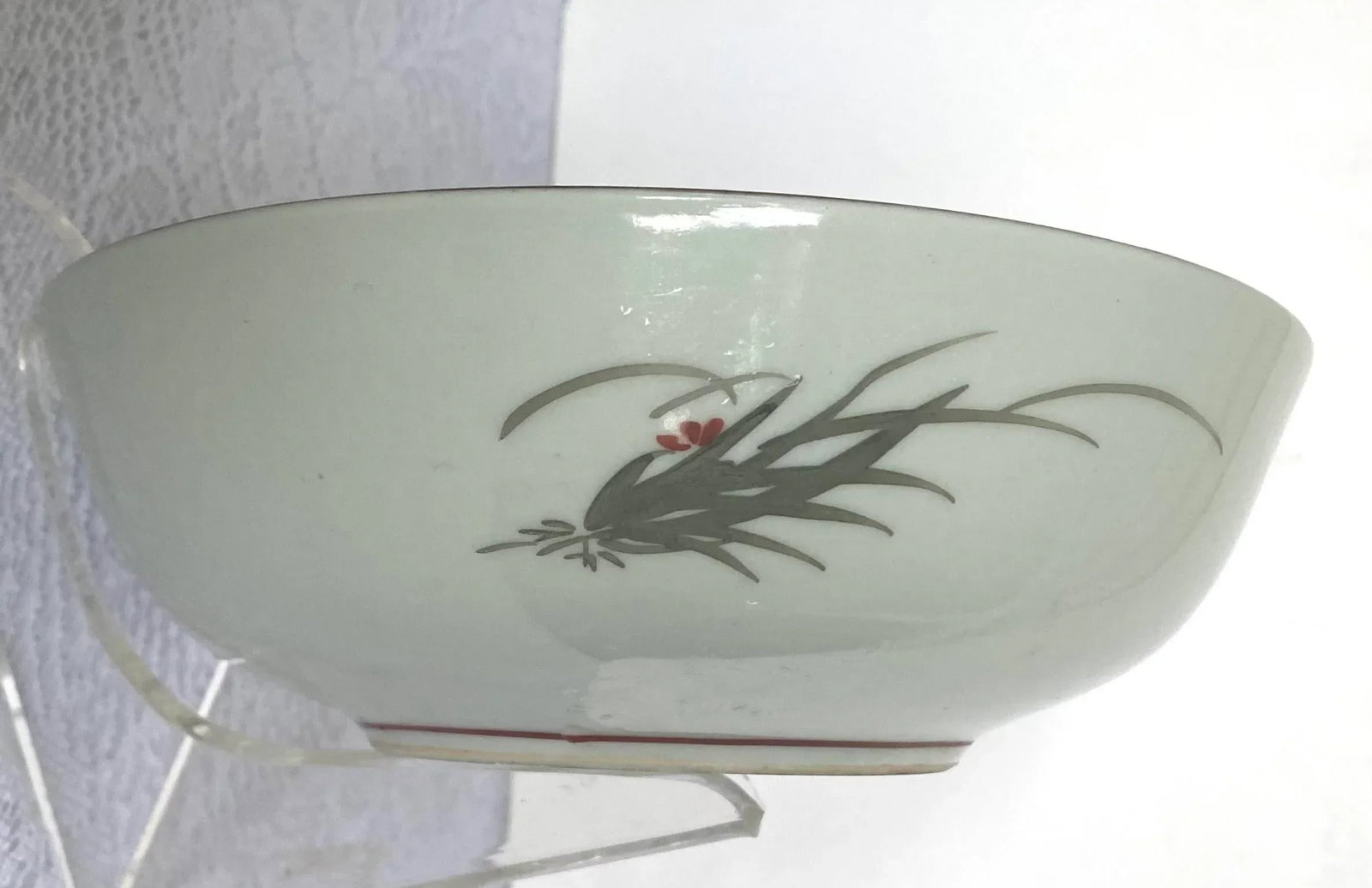 Kutani Japan 1960s Hand Painted Bowl - Mountain & Stream Landscape, Gold Gilt Trim on Brown Band - 3