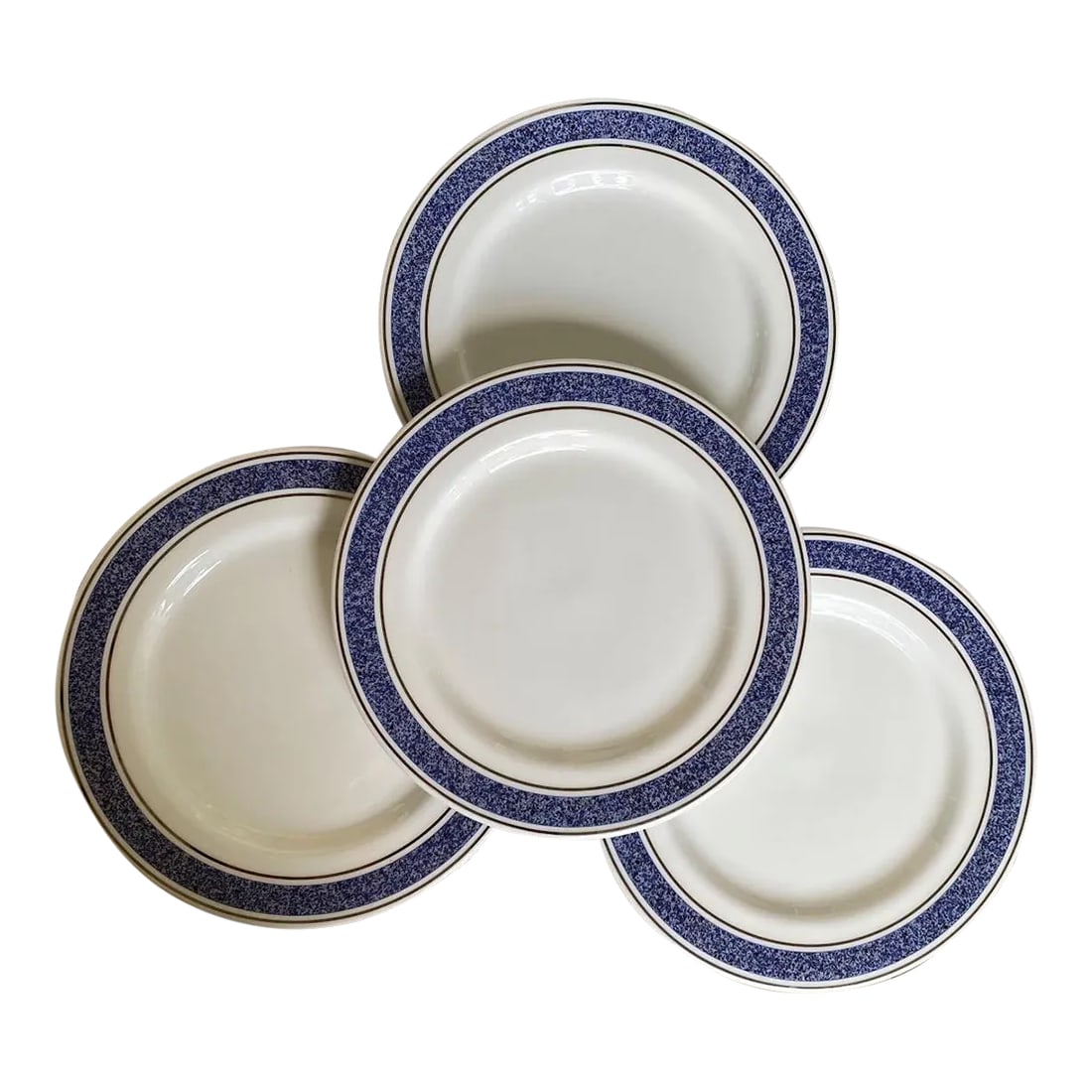 Late 20th Century Royal Doulton British Airways First Class Service Bread & Butter Plates with Blue: Experience the luxury of First Class in your own home with the First Class British Airways Fine Bone China Side Plate by Royal DOULTON England. Made from fine bone china, it is both lightweight and