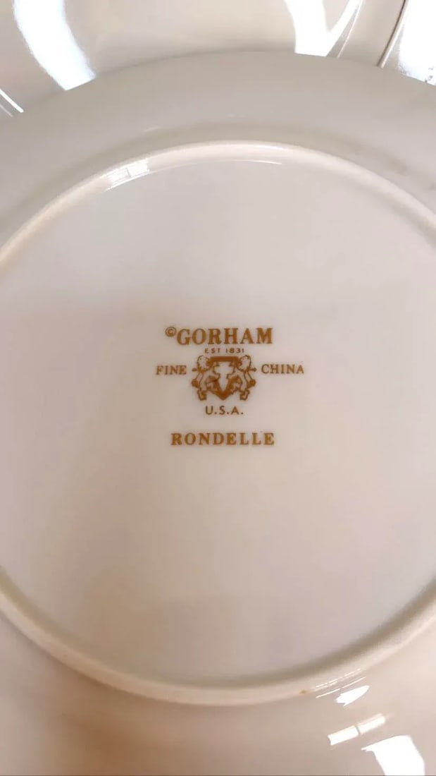 1990s Gorham Rondelle Floral Filigree Band on White, Pink and Blue Flowers, Platinum Rim Ivory Fine - 6