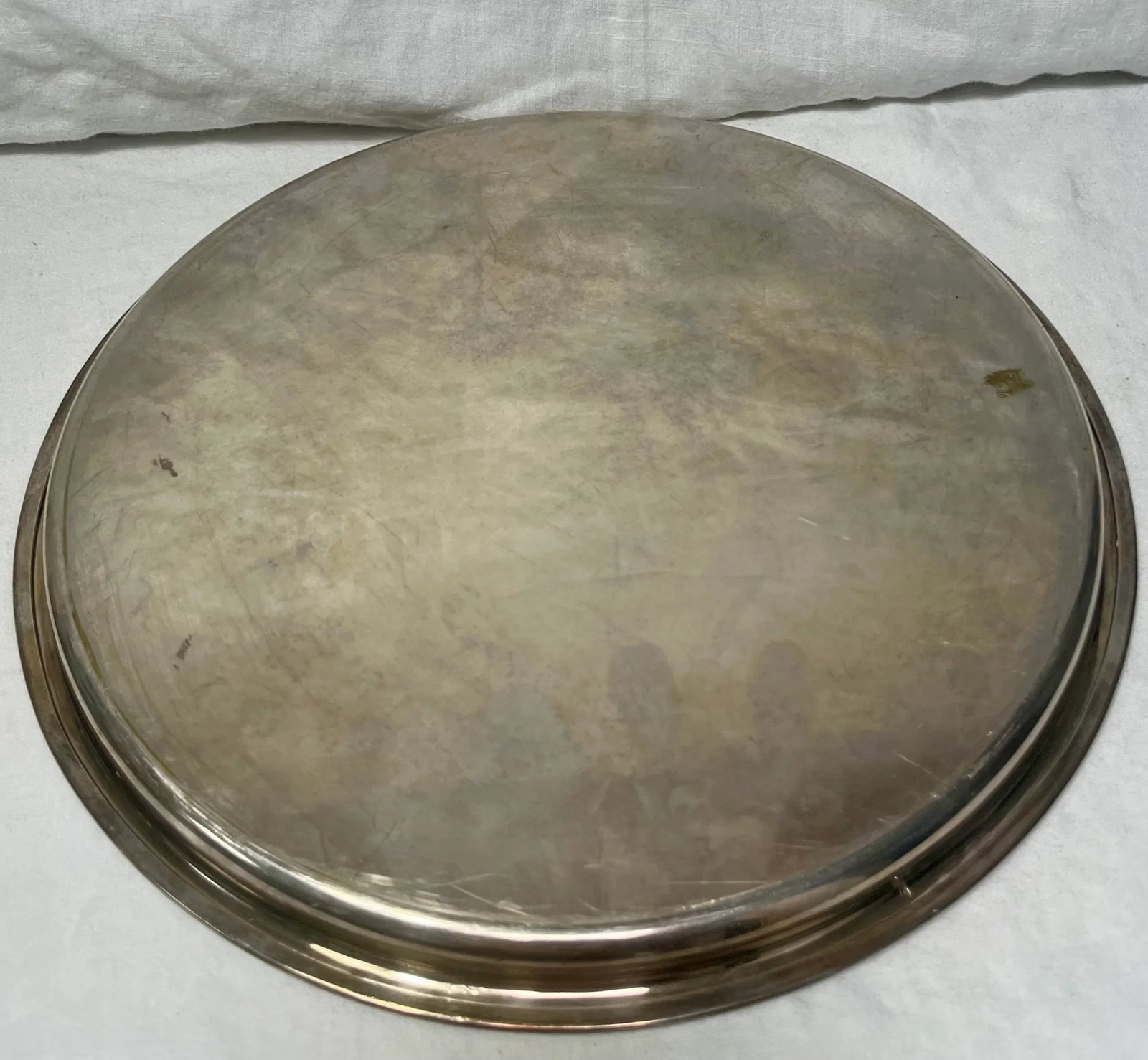 Vintage Round Silver Plated Blue and Yellow Floral Mosaic Tile Tray - 4