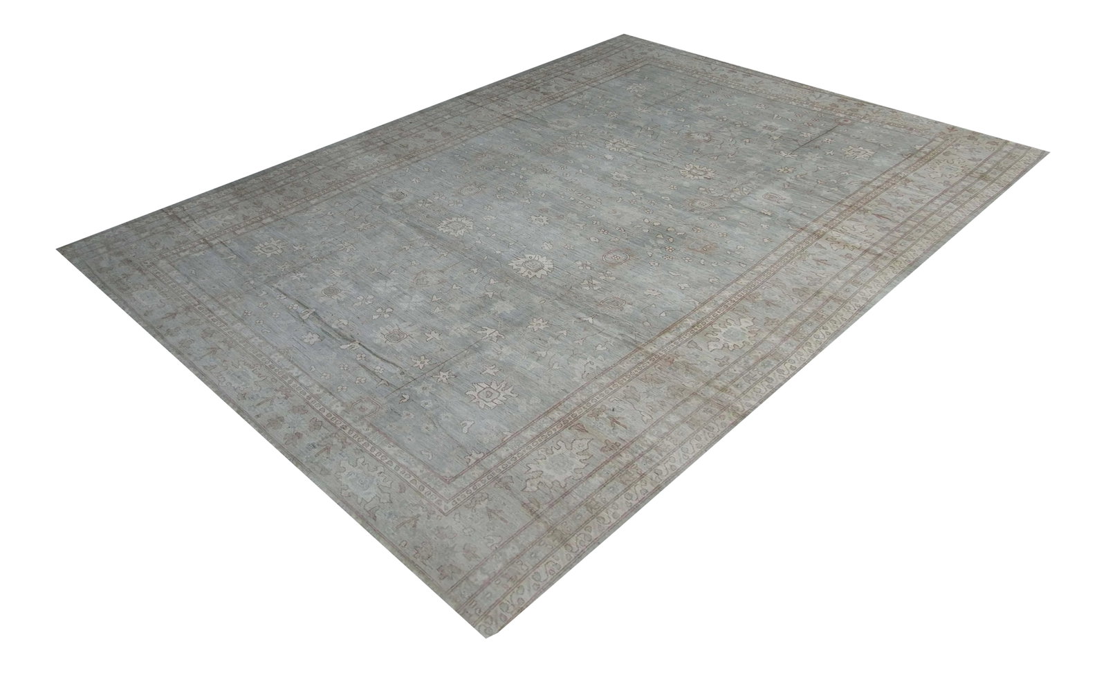 Hand Knotted Oushak Rug - 15'2" X 22'6": Hand knotted Oushak rug made by Aara Rugs Inc. This stunning allover design rug is made of 75% wool & 25% cotton, dyed with pigment from vegetable, it's originally a Turkish design, but reproduced in 