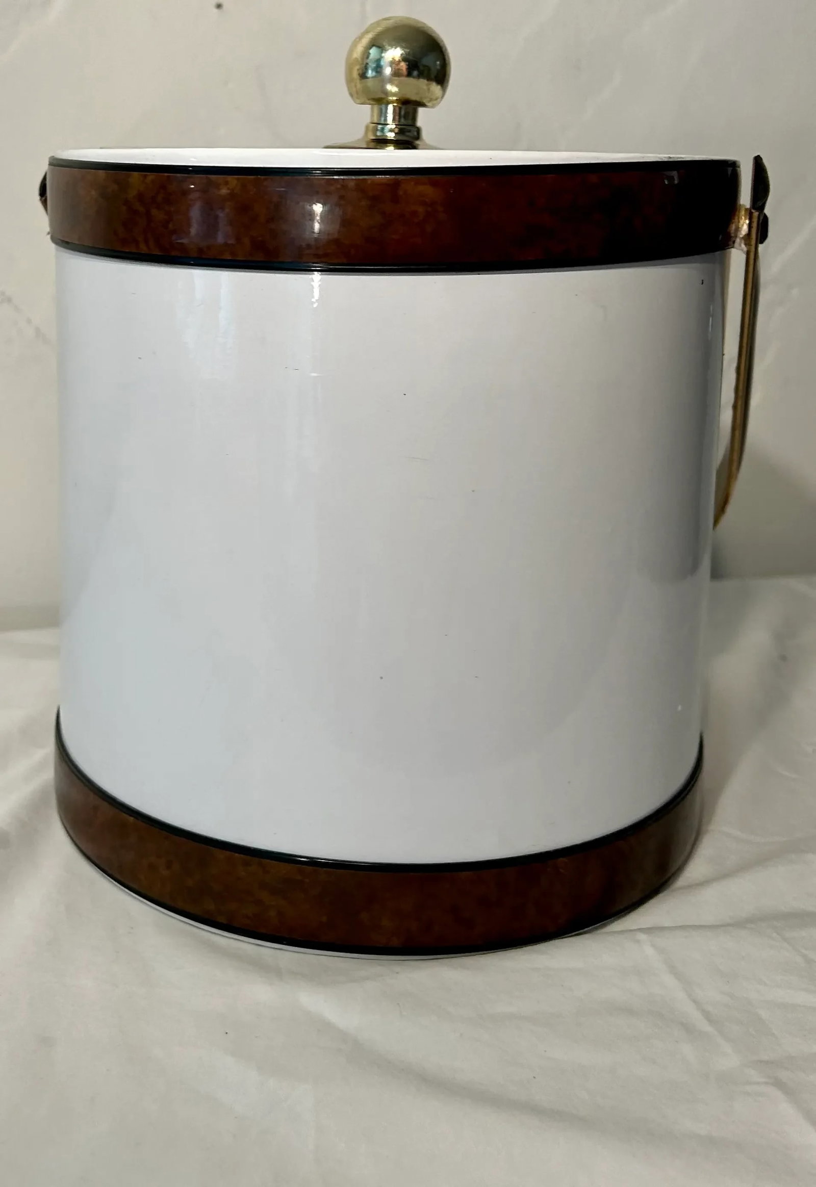 Hollywood Regency Faux Burlwood Morgan & Company Ice Bucket - 5