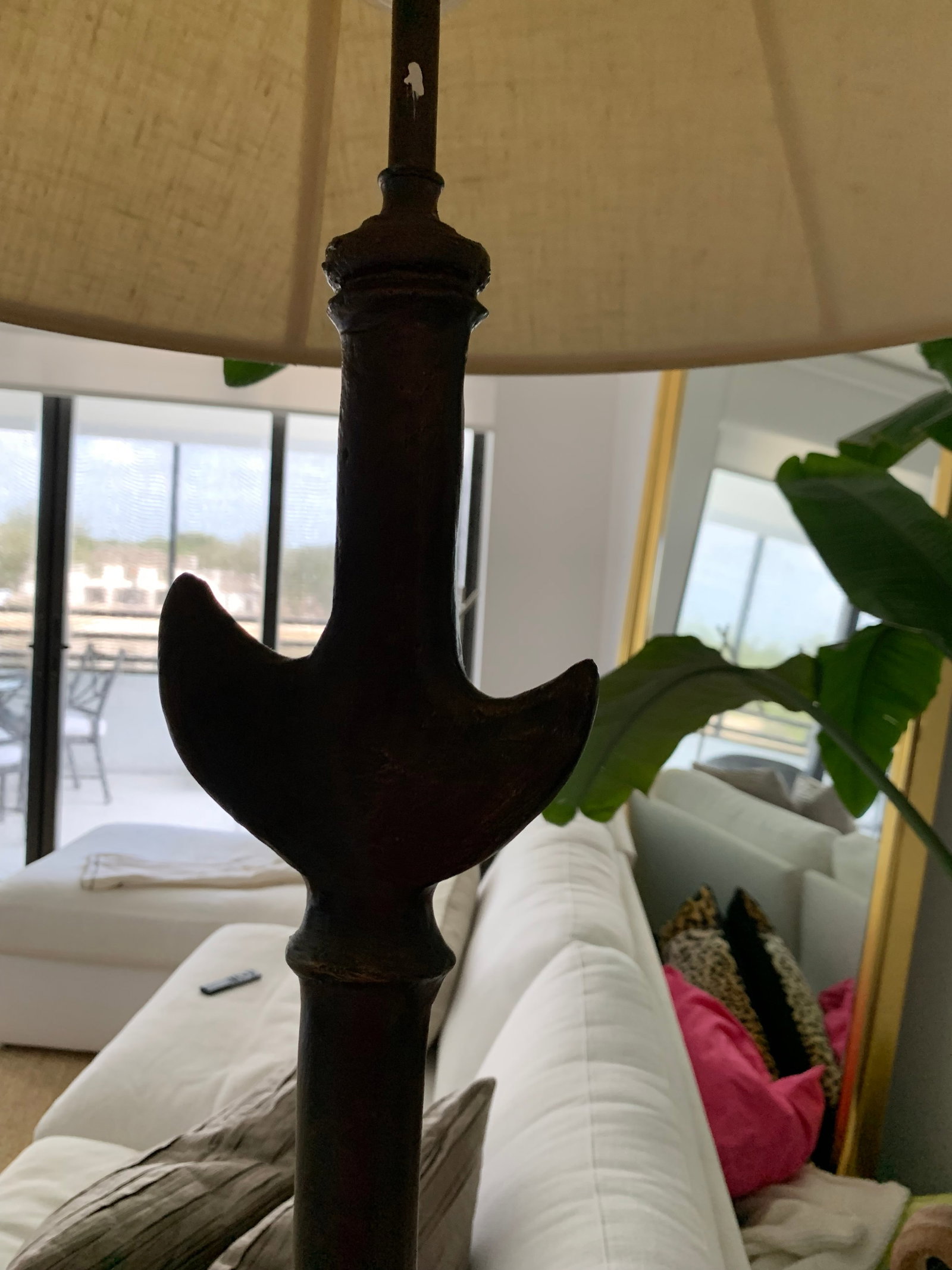 Ironies Floor Lamp With Off White Linen Shade - 2