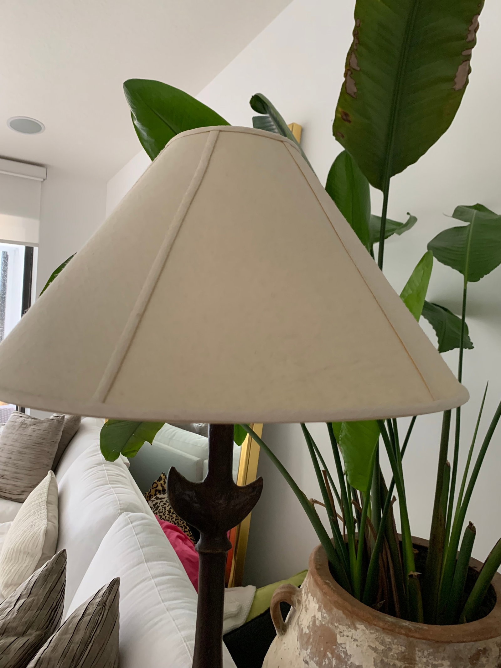 Ironies Floor Lamp With Off White Linen Shade - 3