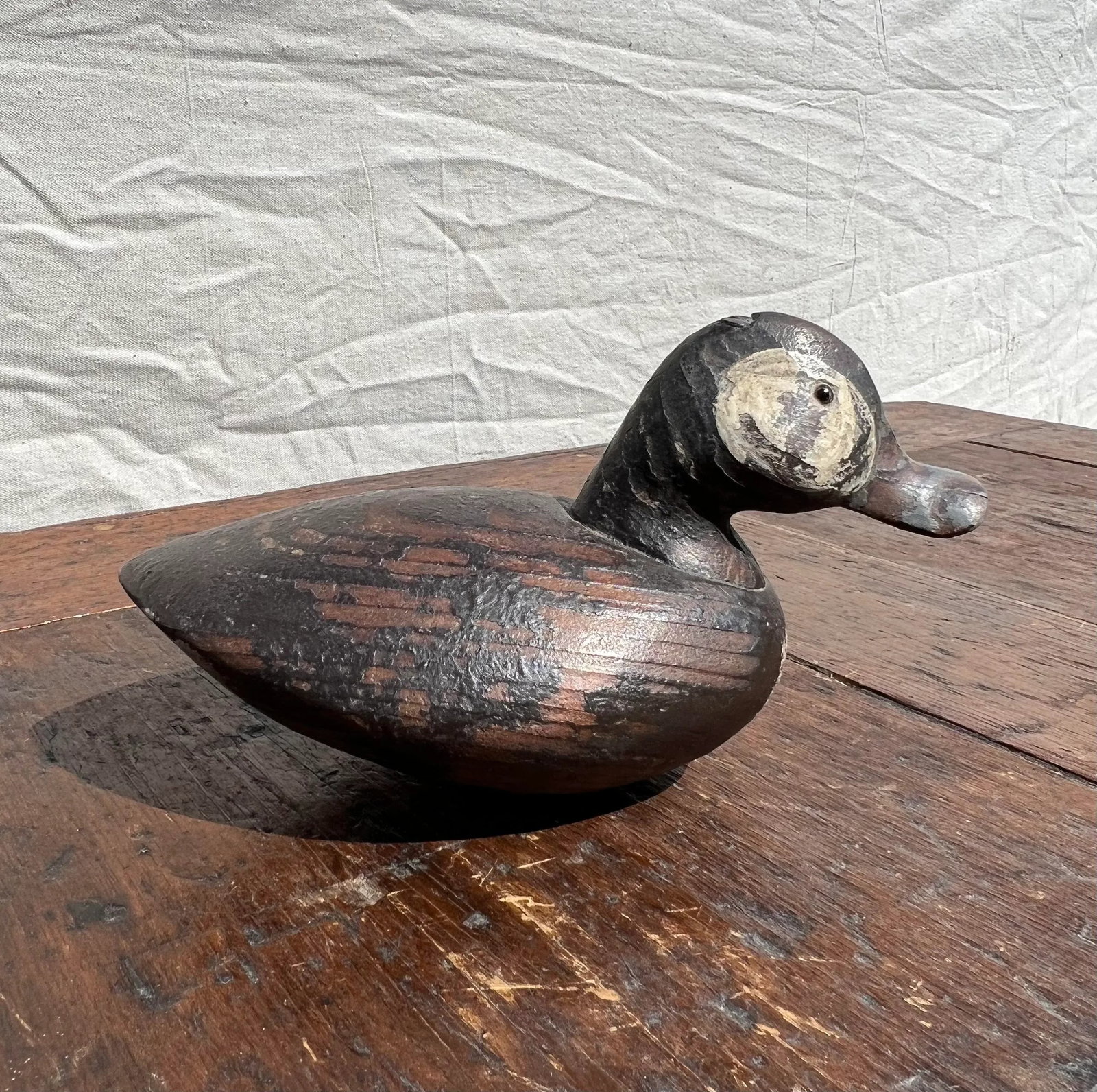 Mid-Century Hand Carved and Painted Wooden Duck Decoy - 3
