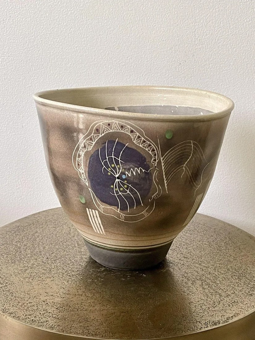 1980s Jamie Davis Studio Art Pottery Postmodern Raku Ceramic Vessel - 3