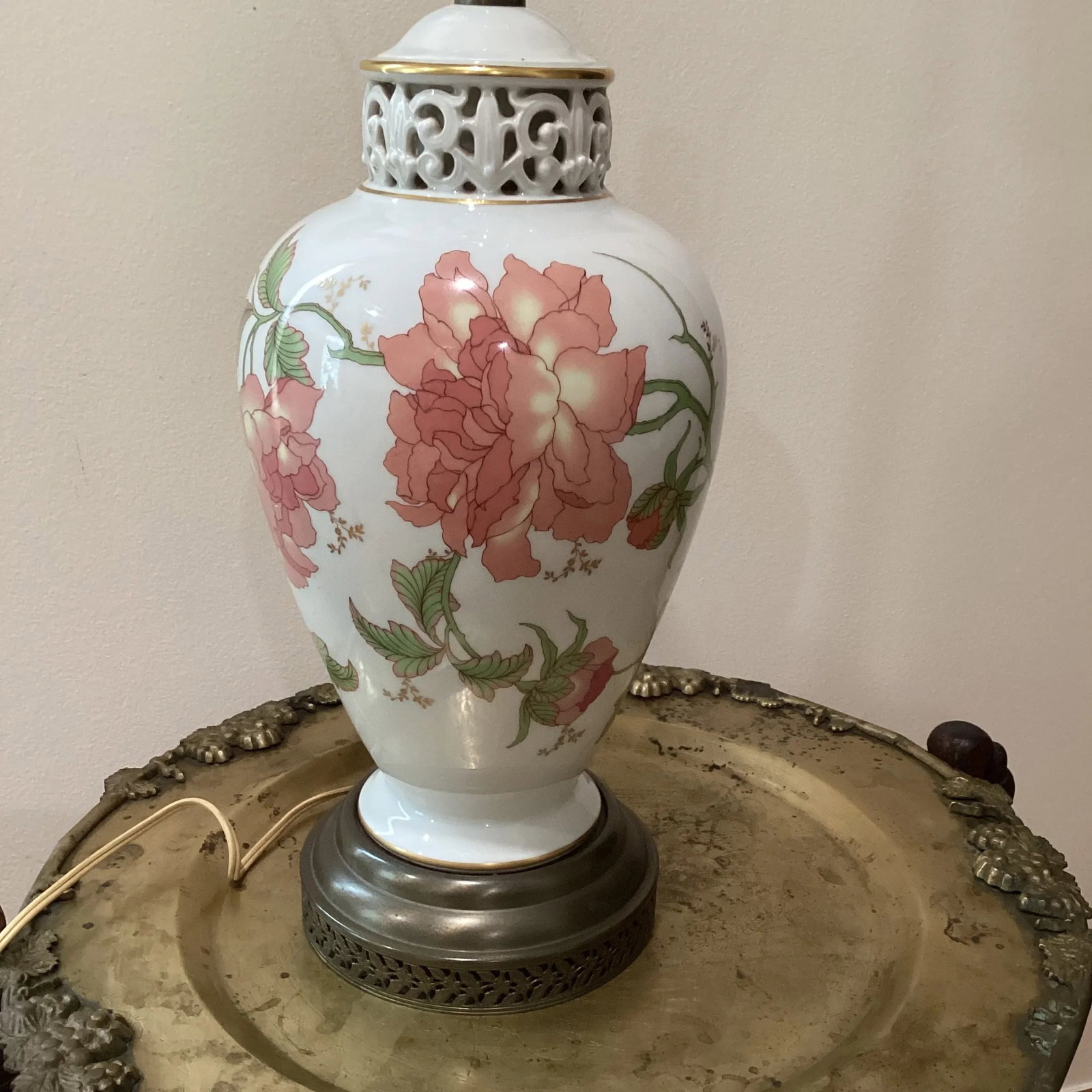 Mid 20th Century Rosenthal Kunstabteilung Selb Germany Handmade Porcelain Table Lamp With Brass Base - 2