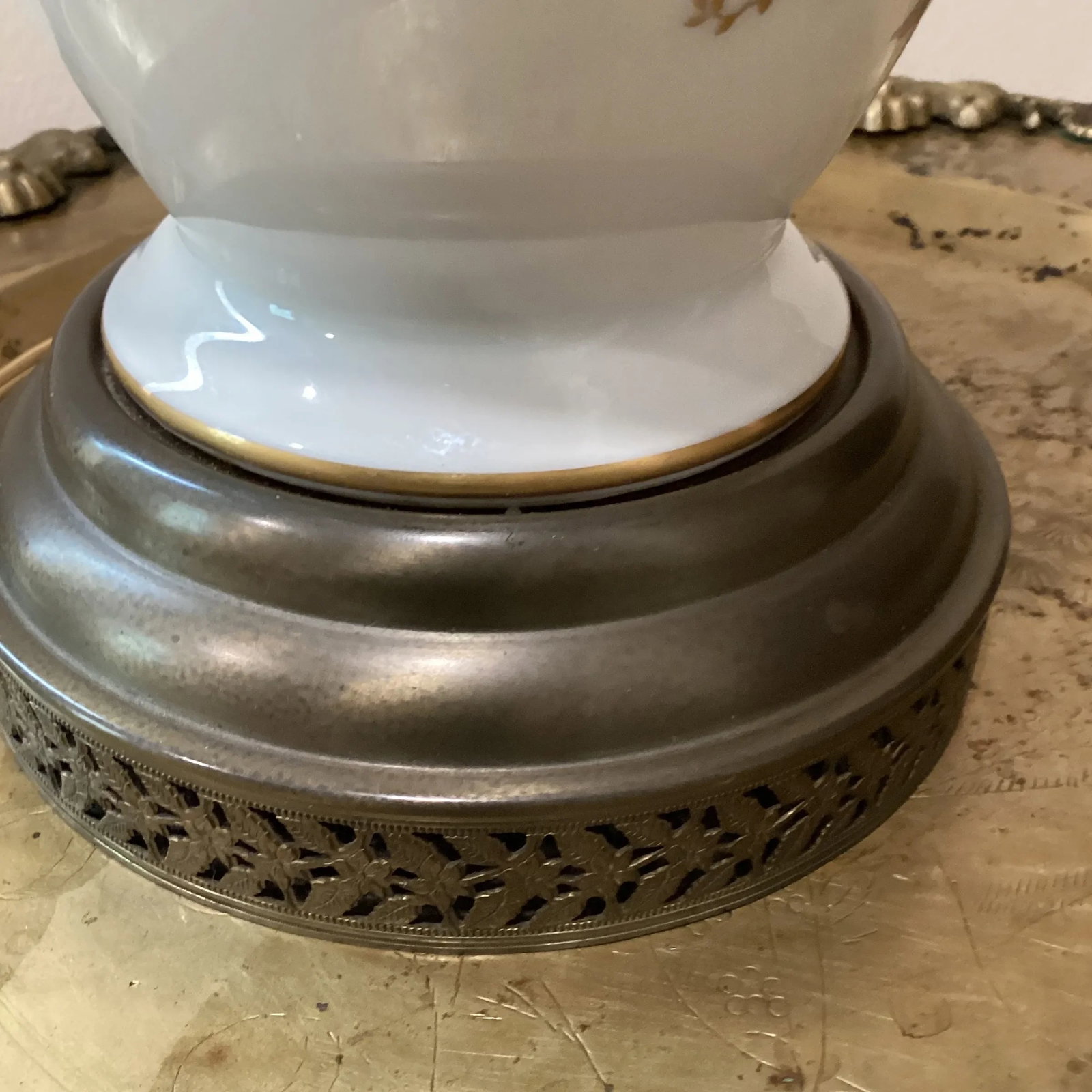 Mid 20th Century Rosenthal Kunstabteilung Selb Germany Handmade Porcelain Table Lamp With Brass Base - 6