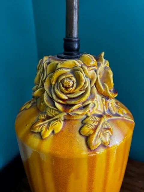 1960s Chinoiserie Glazed Ceramic Lamp With Floral Design - 5