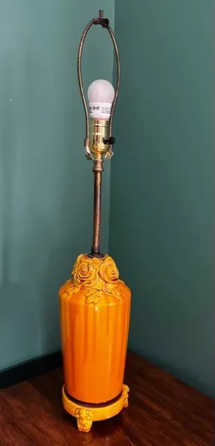 1960s Chinoiserie Glazed Ceramic Lamp With Floral Design - 6